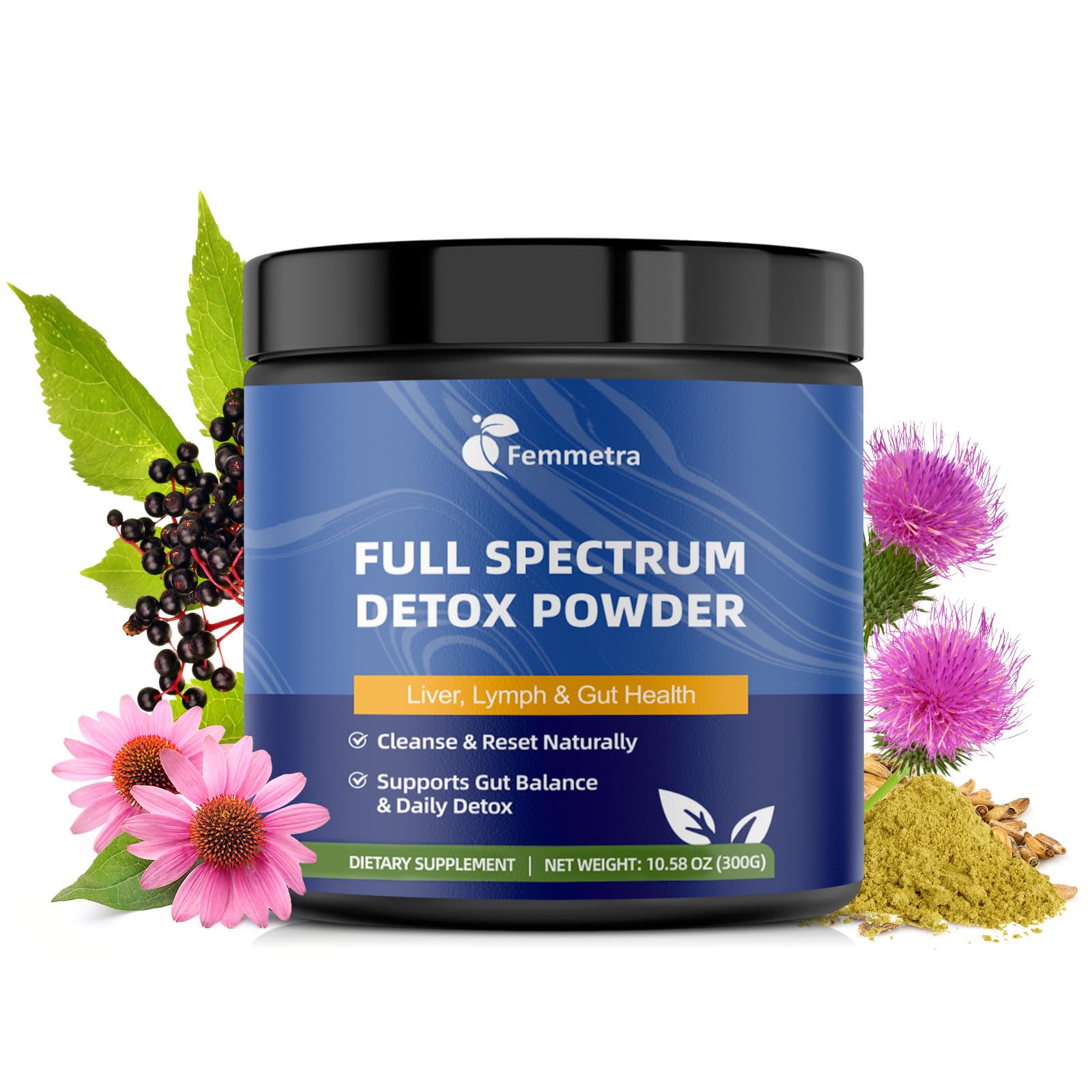 Femmetra 29-in-1 Full Spectrum Detox Powder, 10.58 Ounce