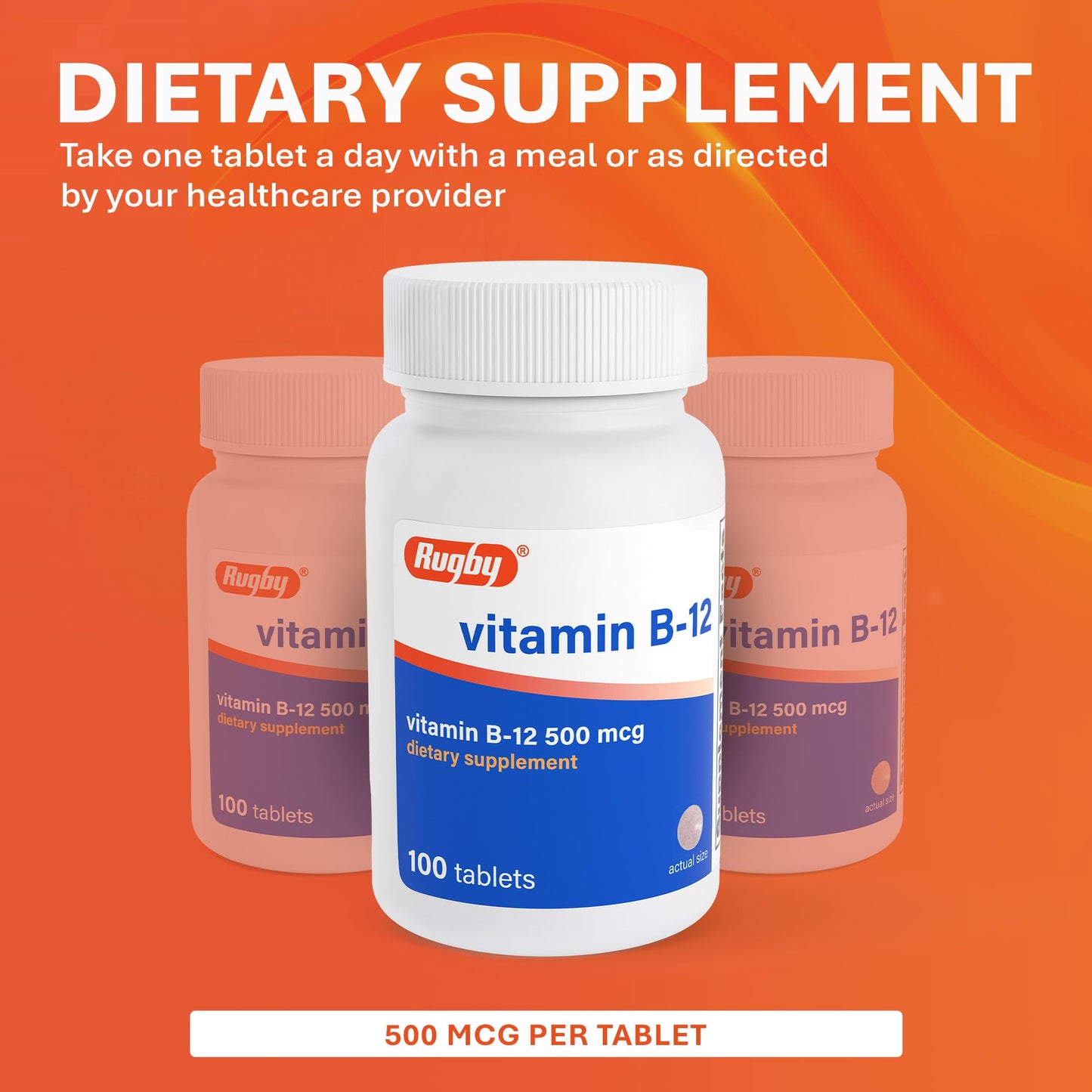 Rugby Laboratories Vitamin B12 500 mcg Tablet, 100 Tablets
