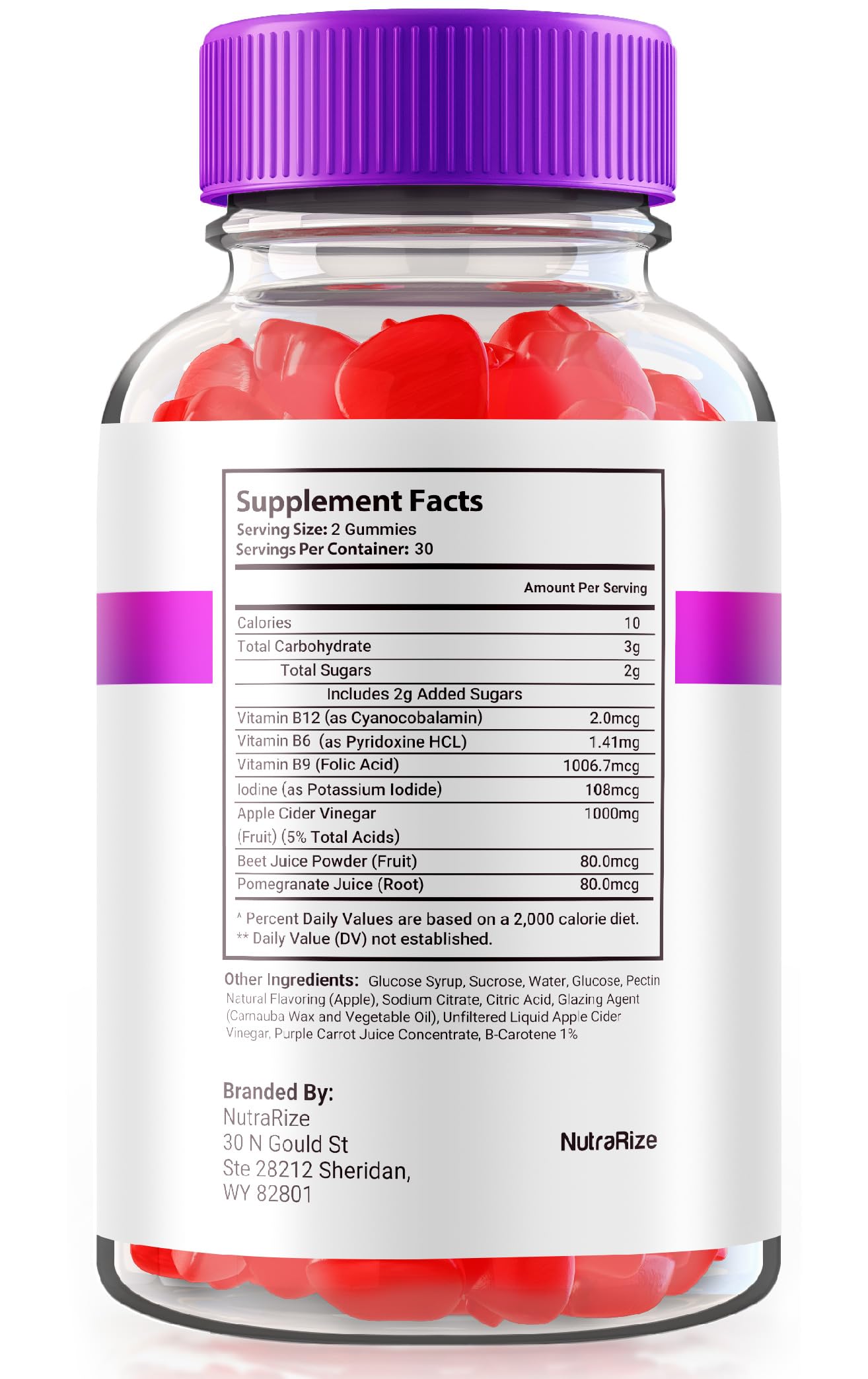 NutraRize Fast Ripped Keto+ACV Gummies, Advanced Formula, 180 Gummies