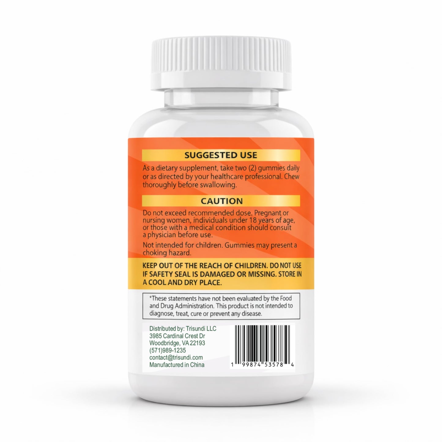 Trisundi 3-in-1 Probiotic Gummies with Prebiotic & Postbiotic, Daily Digestive Support Supplement, 60 Gummies