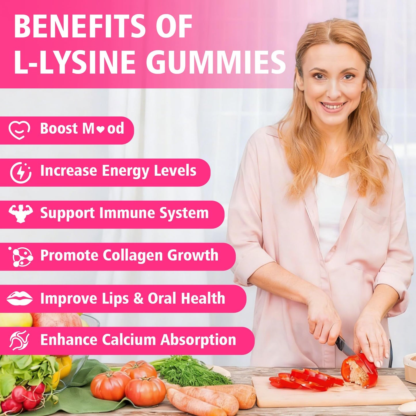 YUULAI L-Lysine 1000mg Gummies, 60 Count