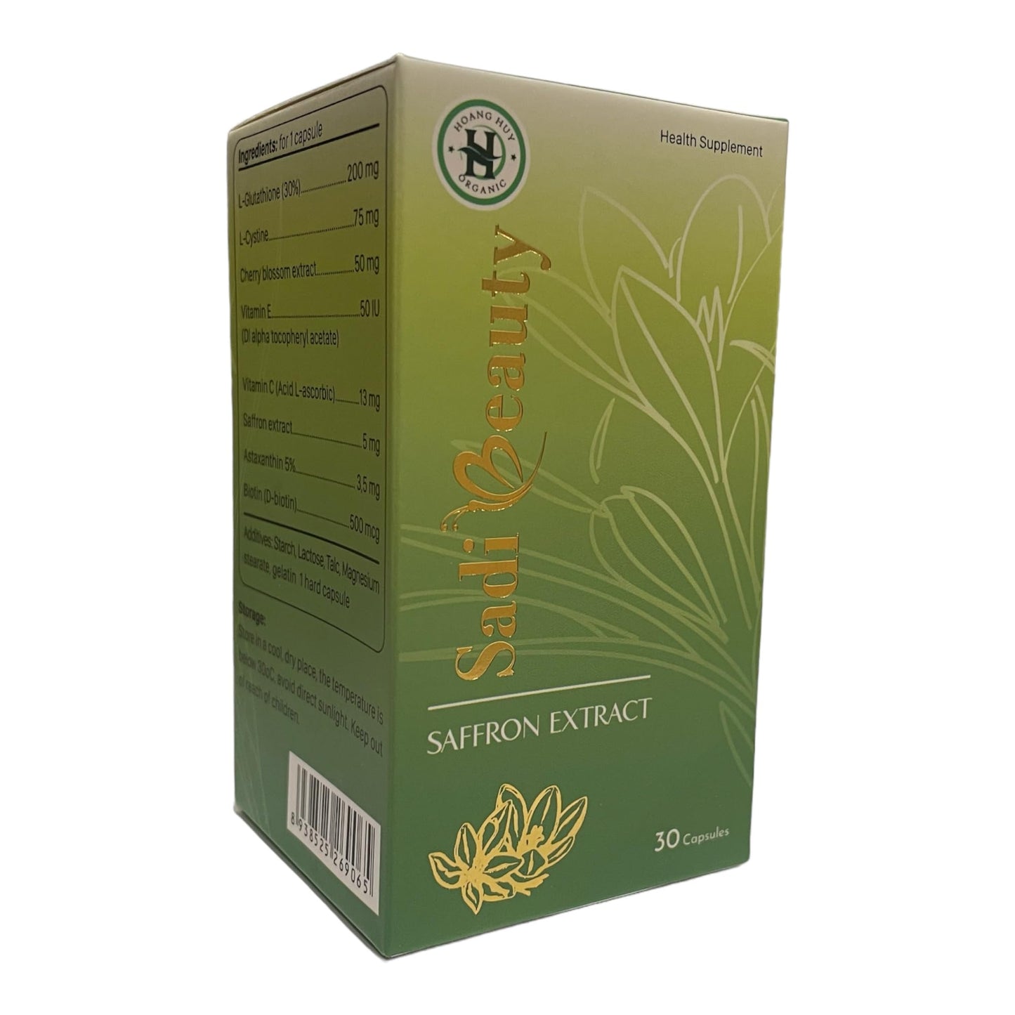 Sadi Beauty Saffron Extract Capsules with L-Glutathione, Vitamin C, Vitamin E, 30 Capsules