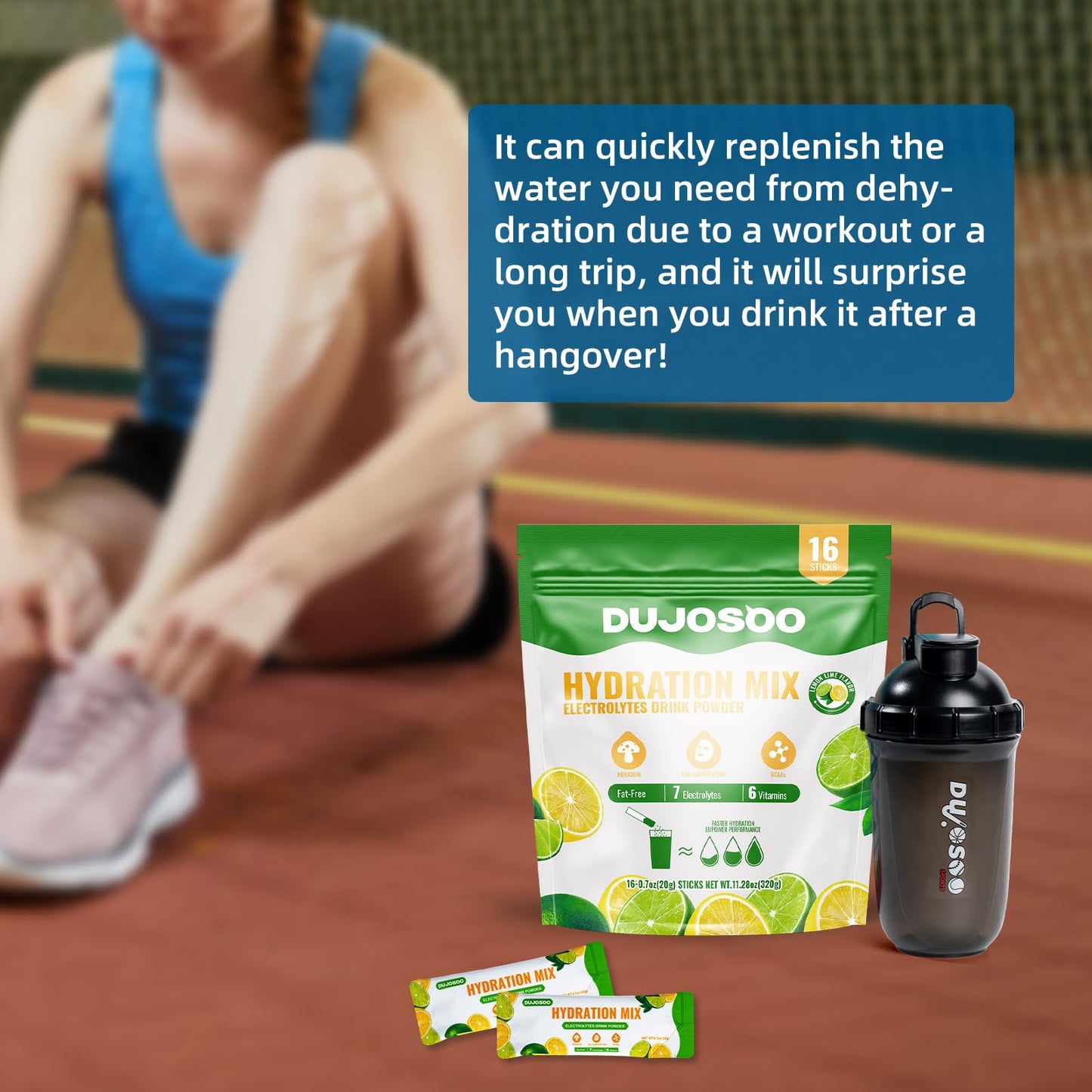 Dujosoo Electrolyte Powder Sugar Free Lemon Flavor 11.36 Ounces