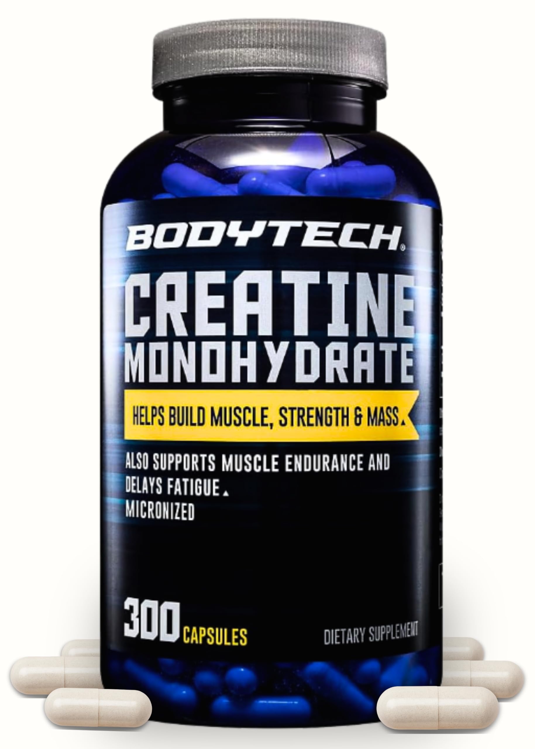 BodyTech Creatine Monohydrate Capsules 2250 mg per Serving, 300 Capsules