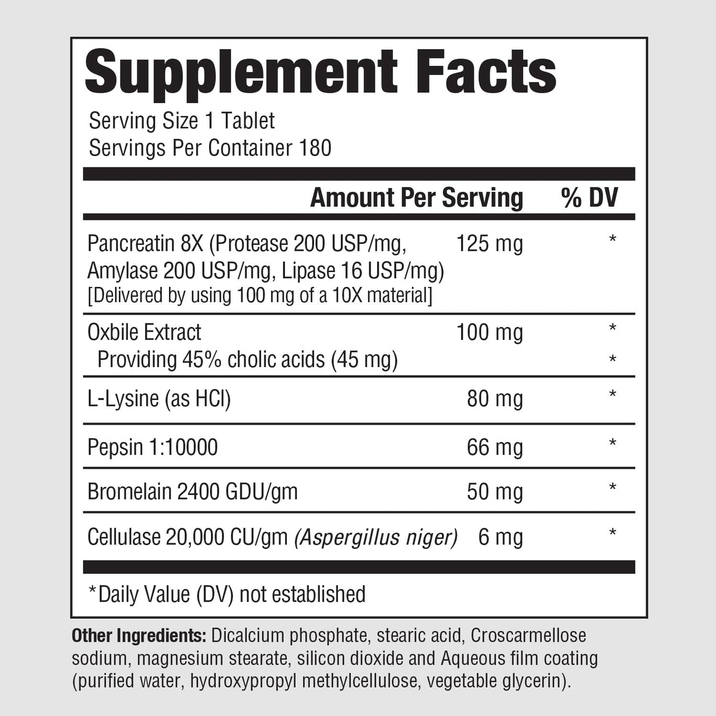 PureFormulas Complete Enzyme Pancreatic Enzymes Tablet, 180 Count