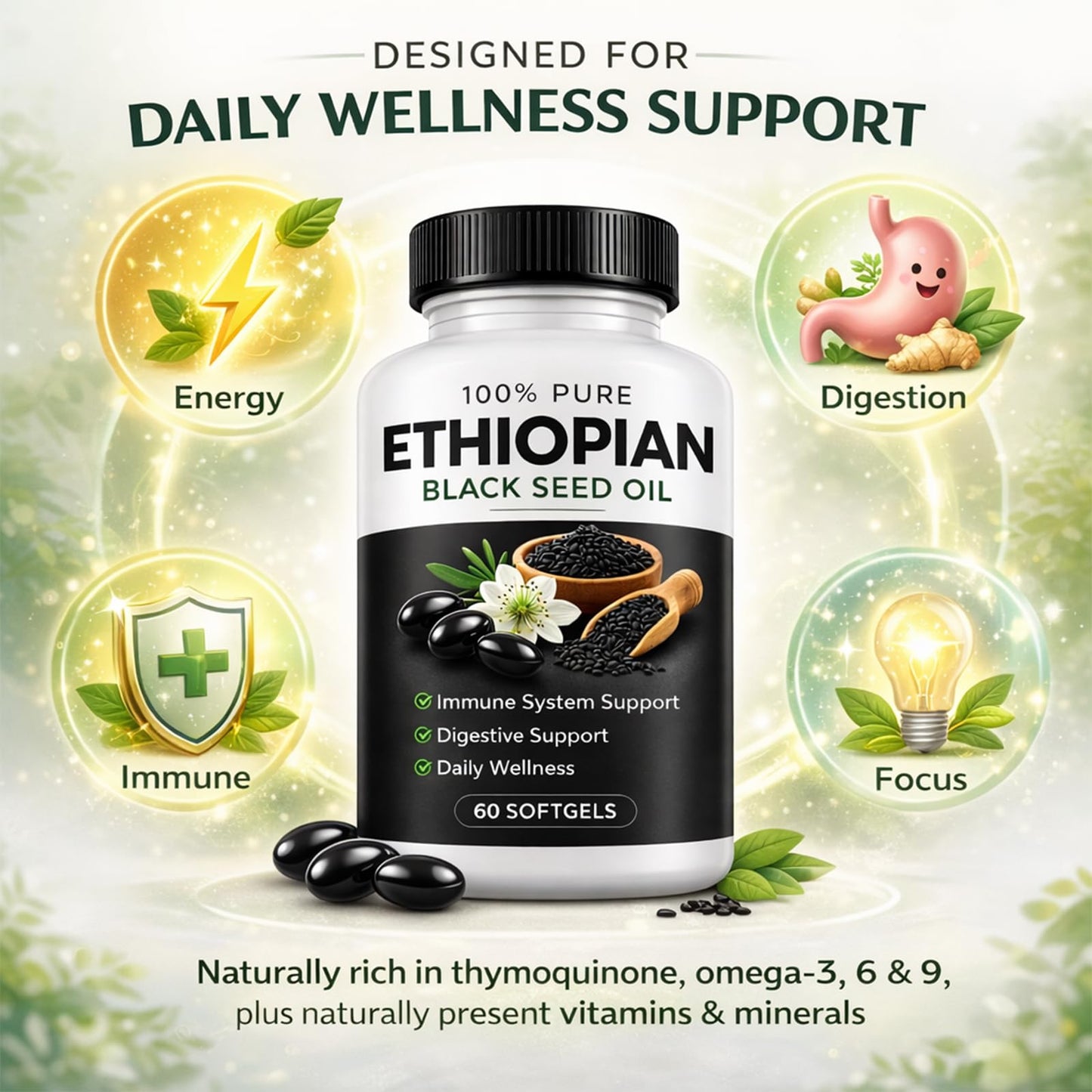 Ovela Ethiopian Black Seed Oil Softgel 60 Count