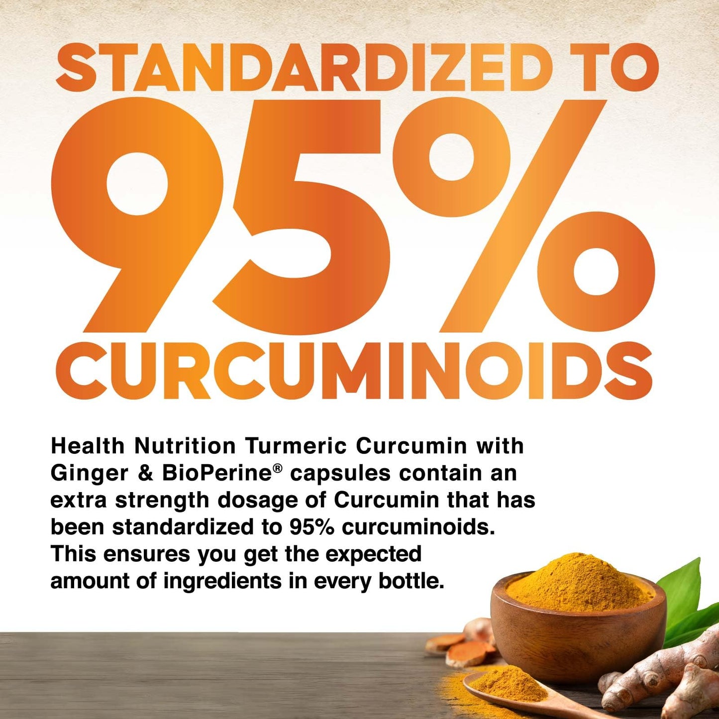 Health Nutrition Naturals Turmeric Curcumin Supplement 2200mg 95% Curcuminoids Capsules, 180 Capsules