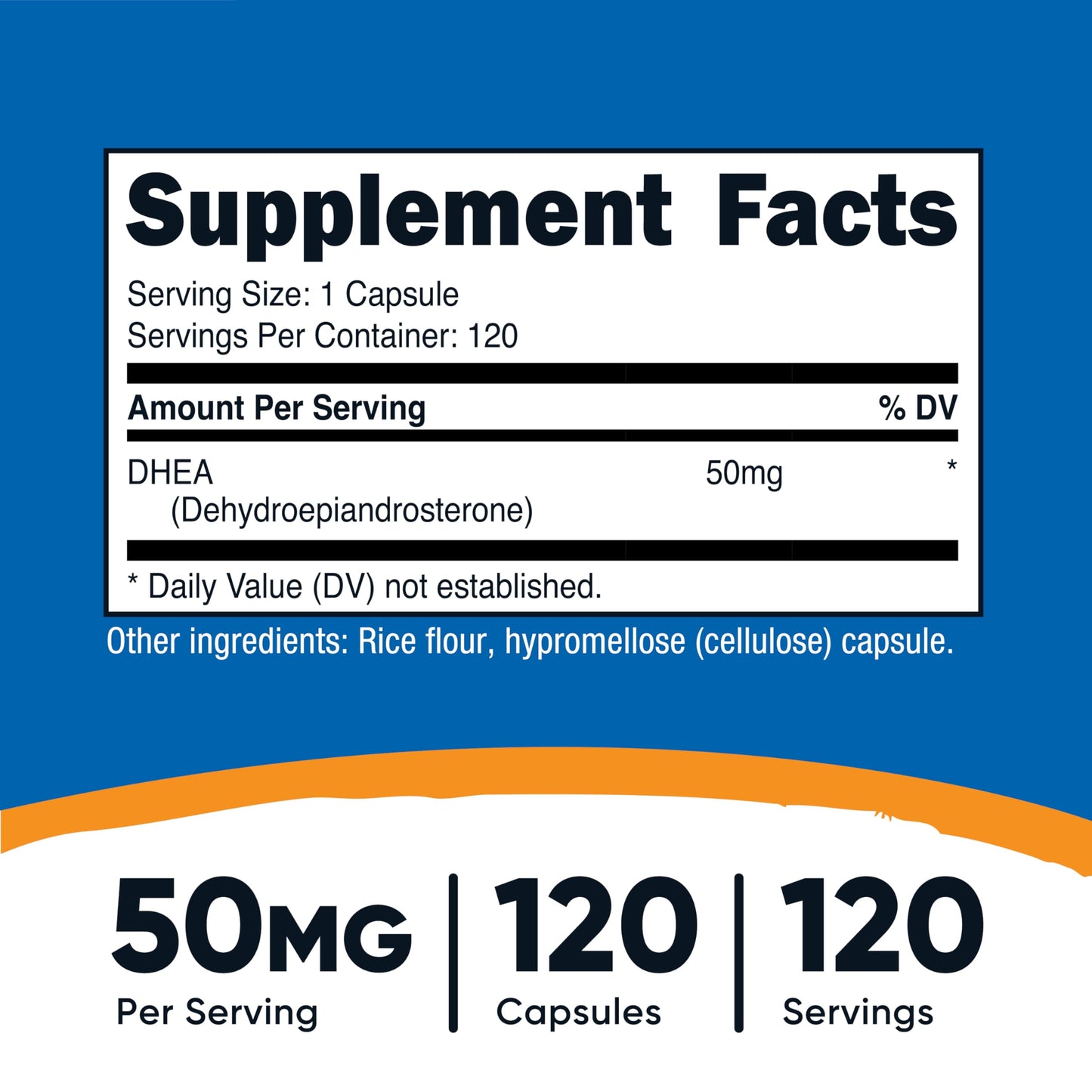 Nutricost DHEA 50mg Capsules, 120 Count