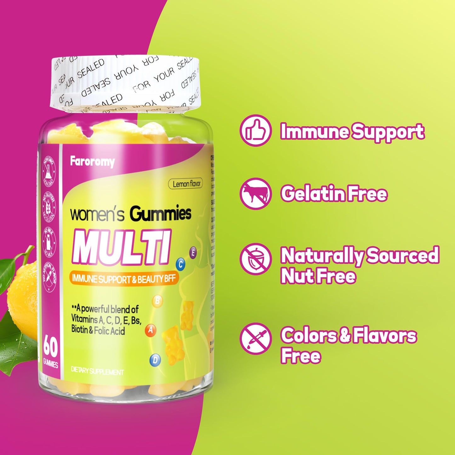 Faroromy Multivitamin for Women Gummy 60 Count