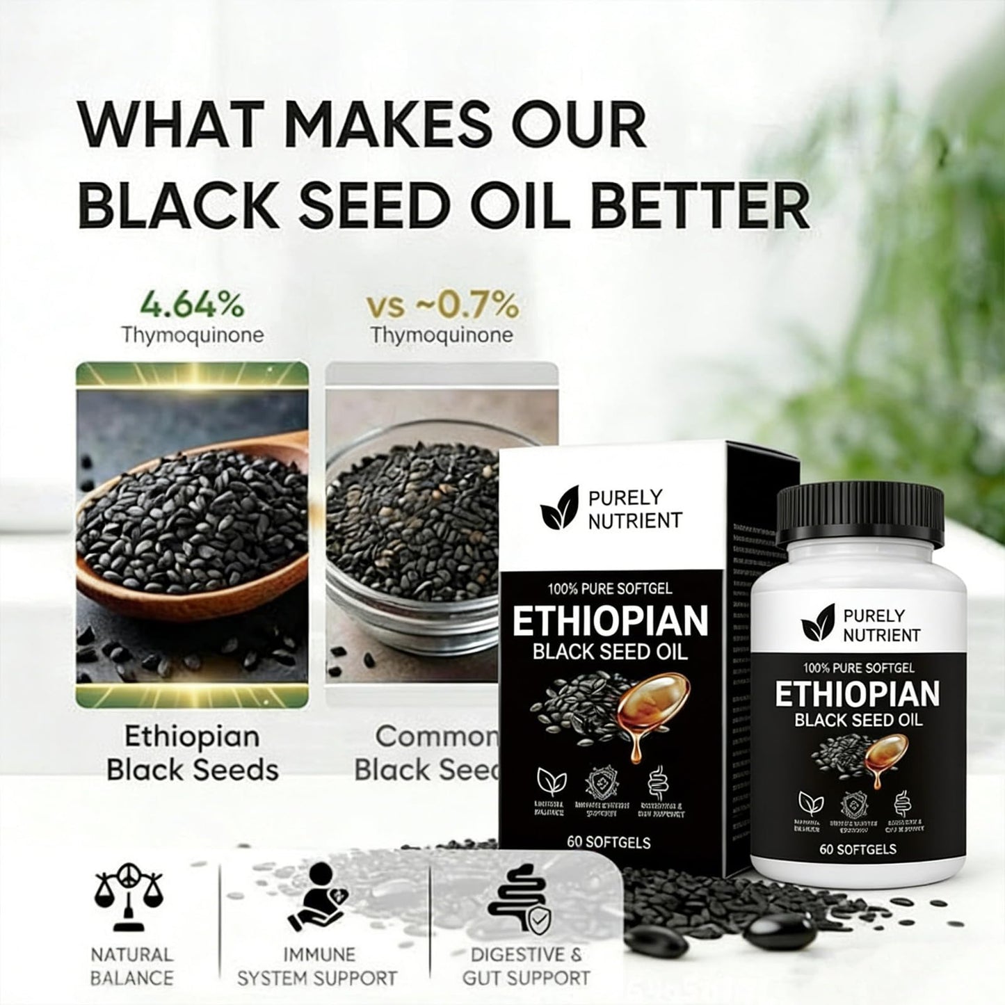 Purely Nutrient Ethiopian Black Seed Oil Capsule 1 Count