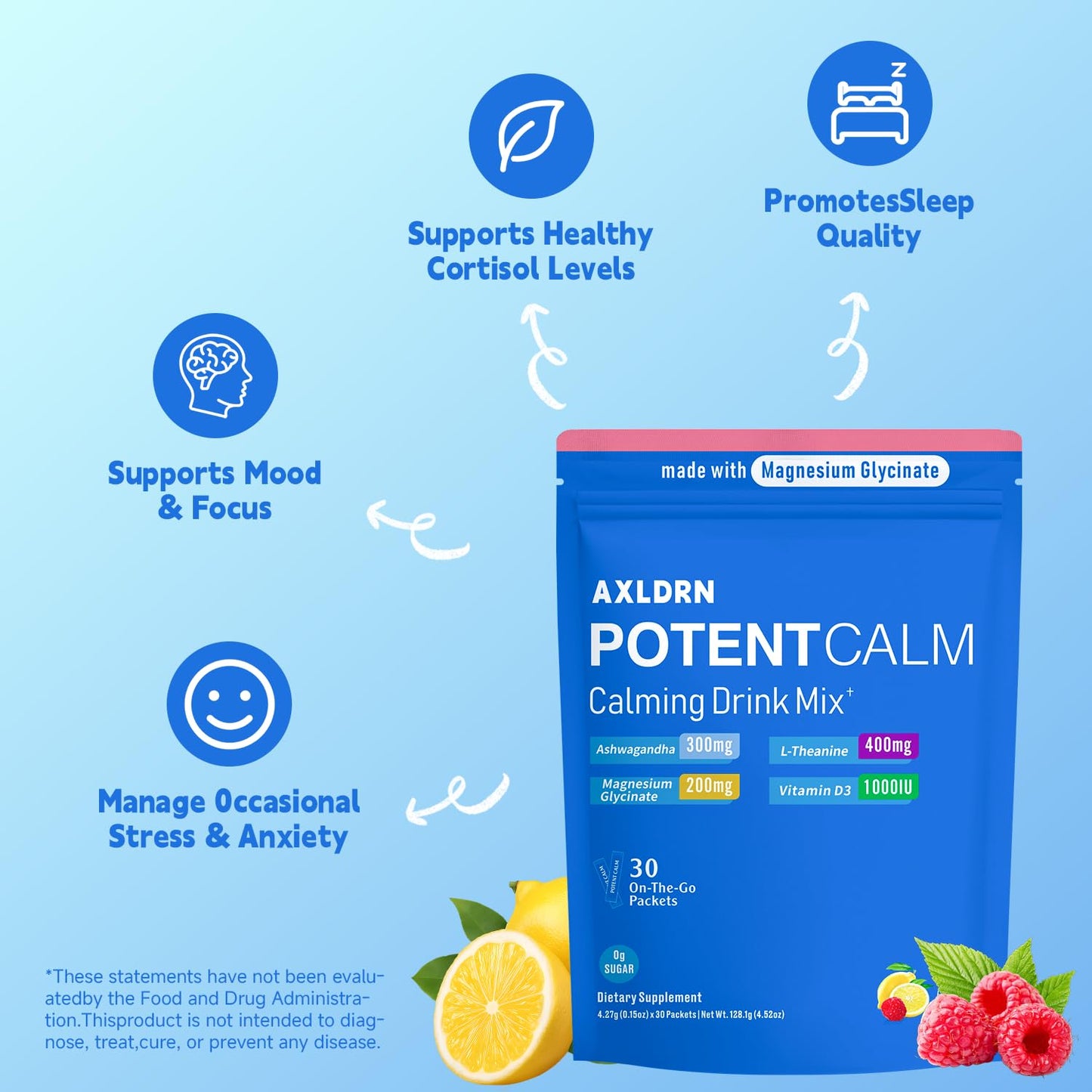 Axldrn PotentCalm Super Cortisol Drink Powder, 4.76 Ounce