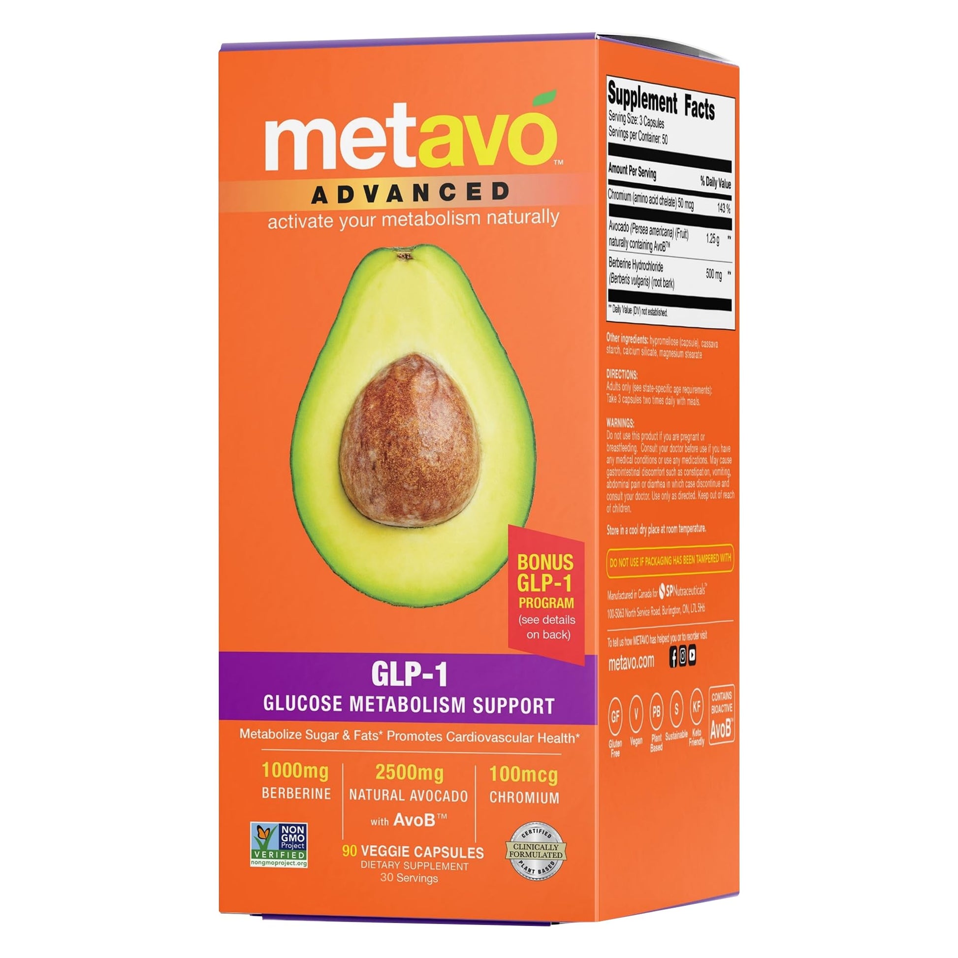 Metavo Advanced GLP-1 Metabolism Support Capsules, 90 Count