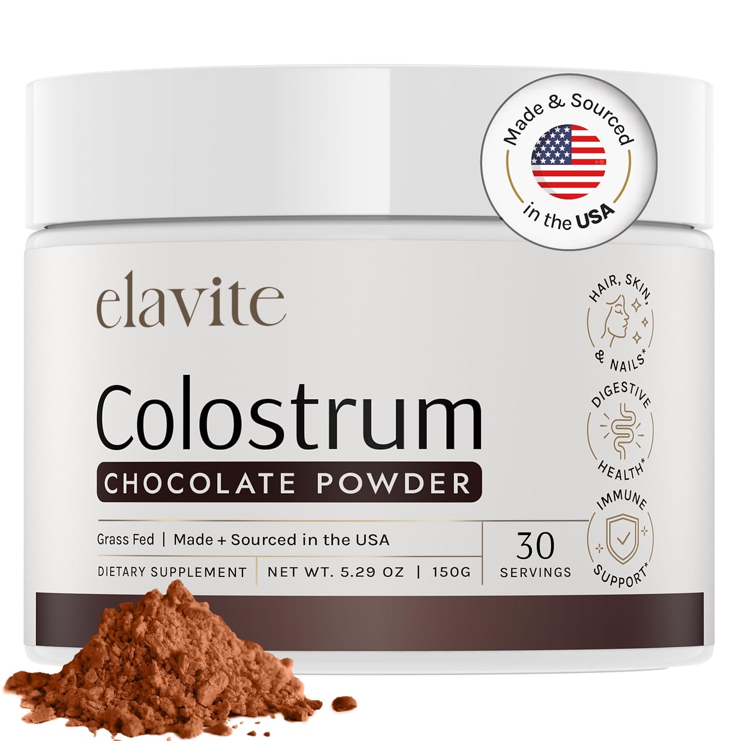 Elavite Colostrum Powder (Chocolate) 5.29 Ounce