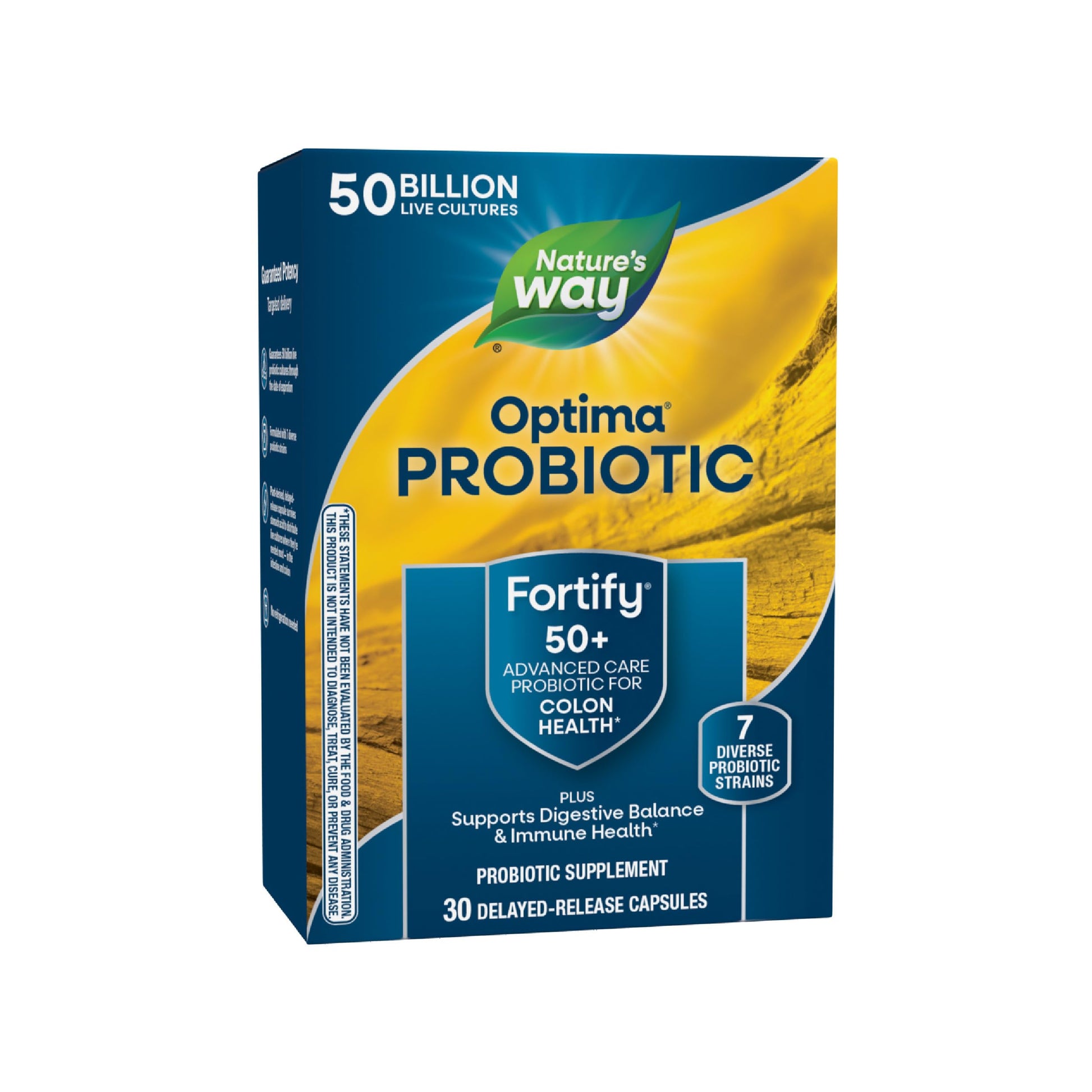 Nature's Way Fortify Optima Probiotic for Adults 50+, 50 Billion Live Cultures, Capsules, 30 Count