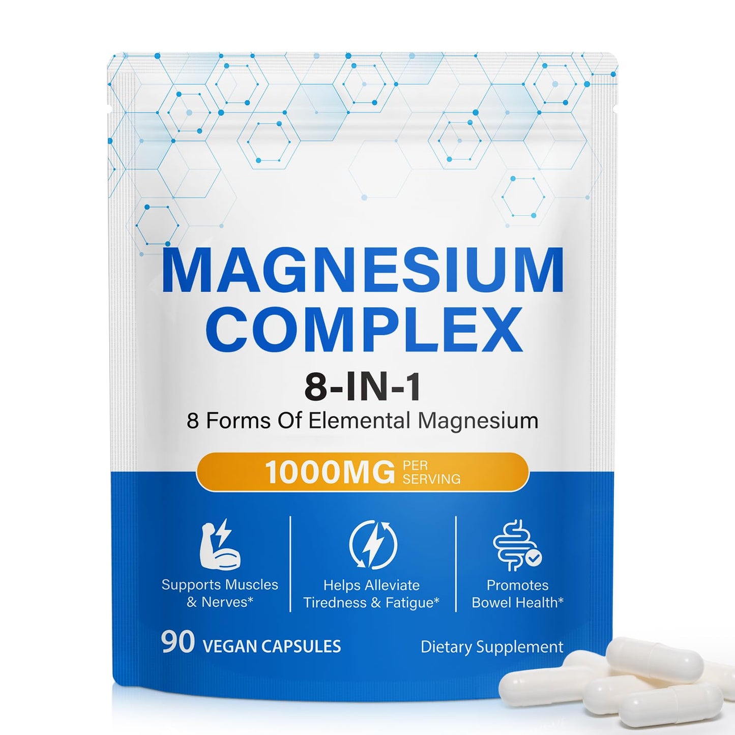 BOIUOITI 8-in-1 Magnesium Complex Supplement Capsules, 90 Capsules
