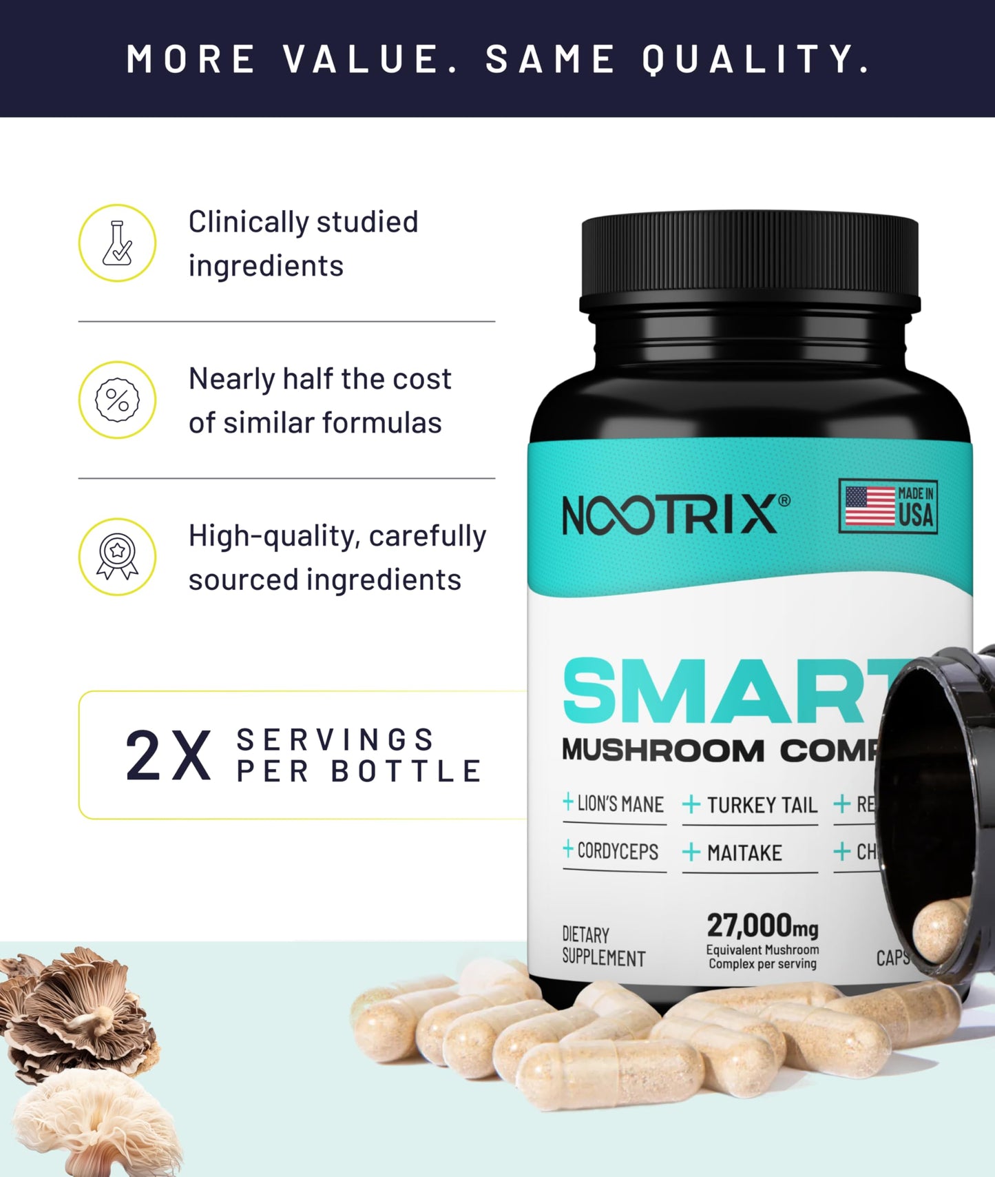 Nootrix Smart Mushrooms Complex Capsule, 120 Count