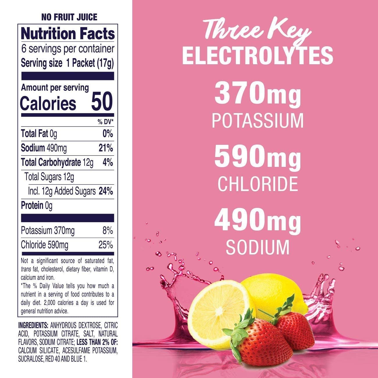 Pedialyte Electrolyte Powder Packets 18 Count Strawberry Lemonade