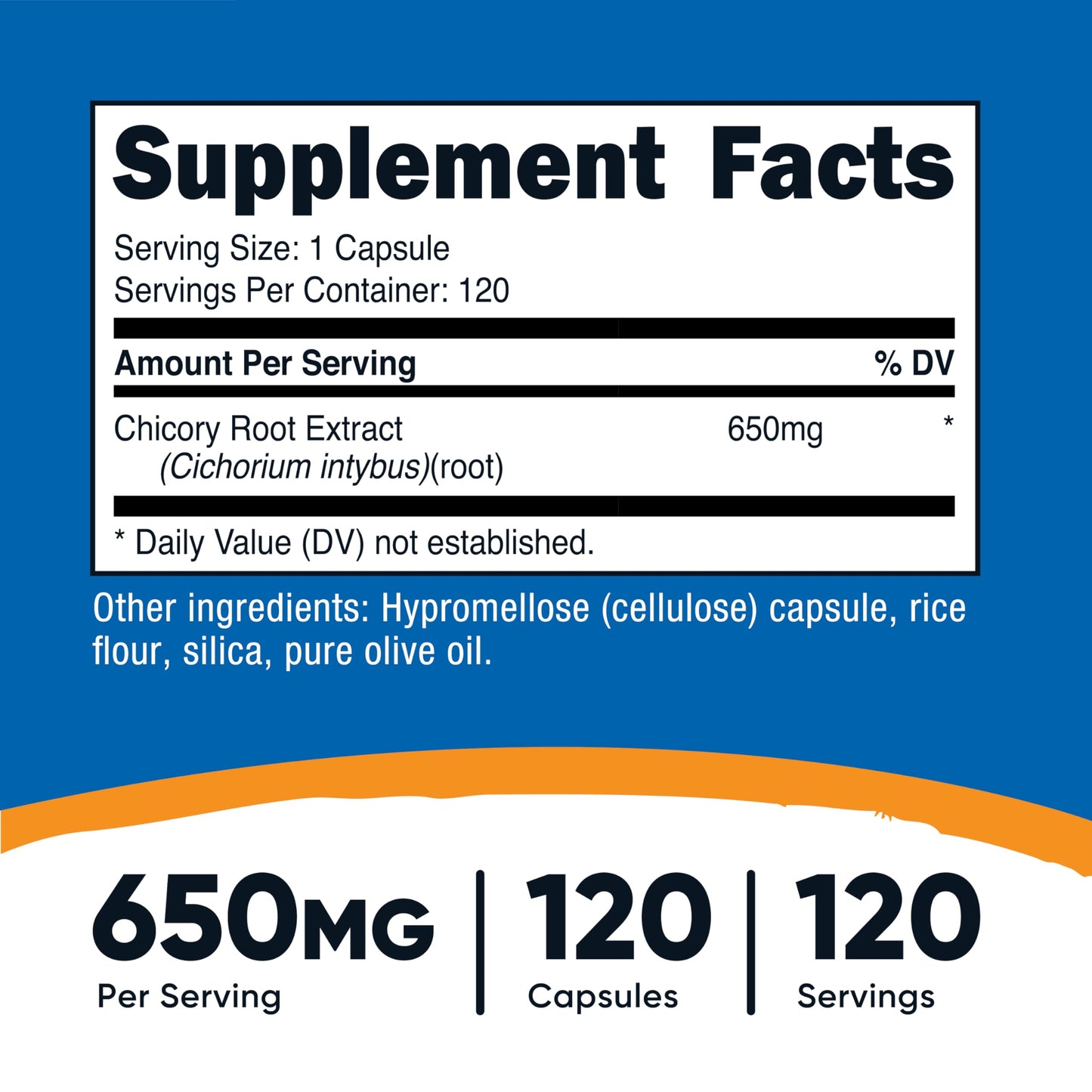 Nutricost Chicory Root 650mg Capsules 120 Count