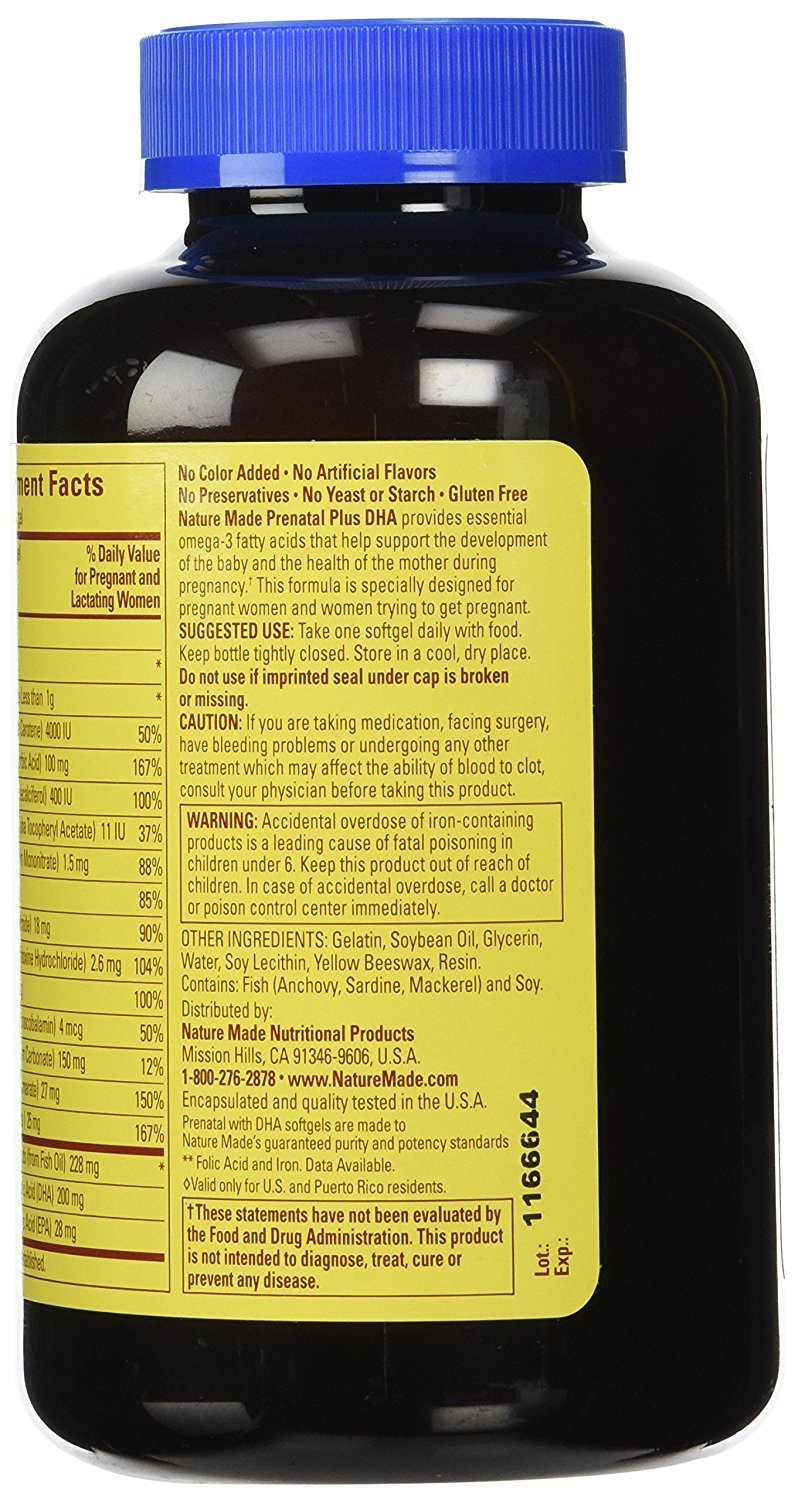 Nature Made Prenatal Multi + DHA Softgels, 300 Count