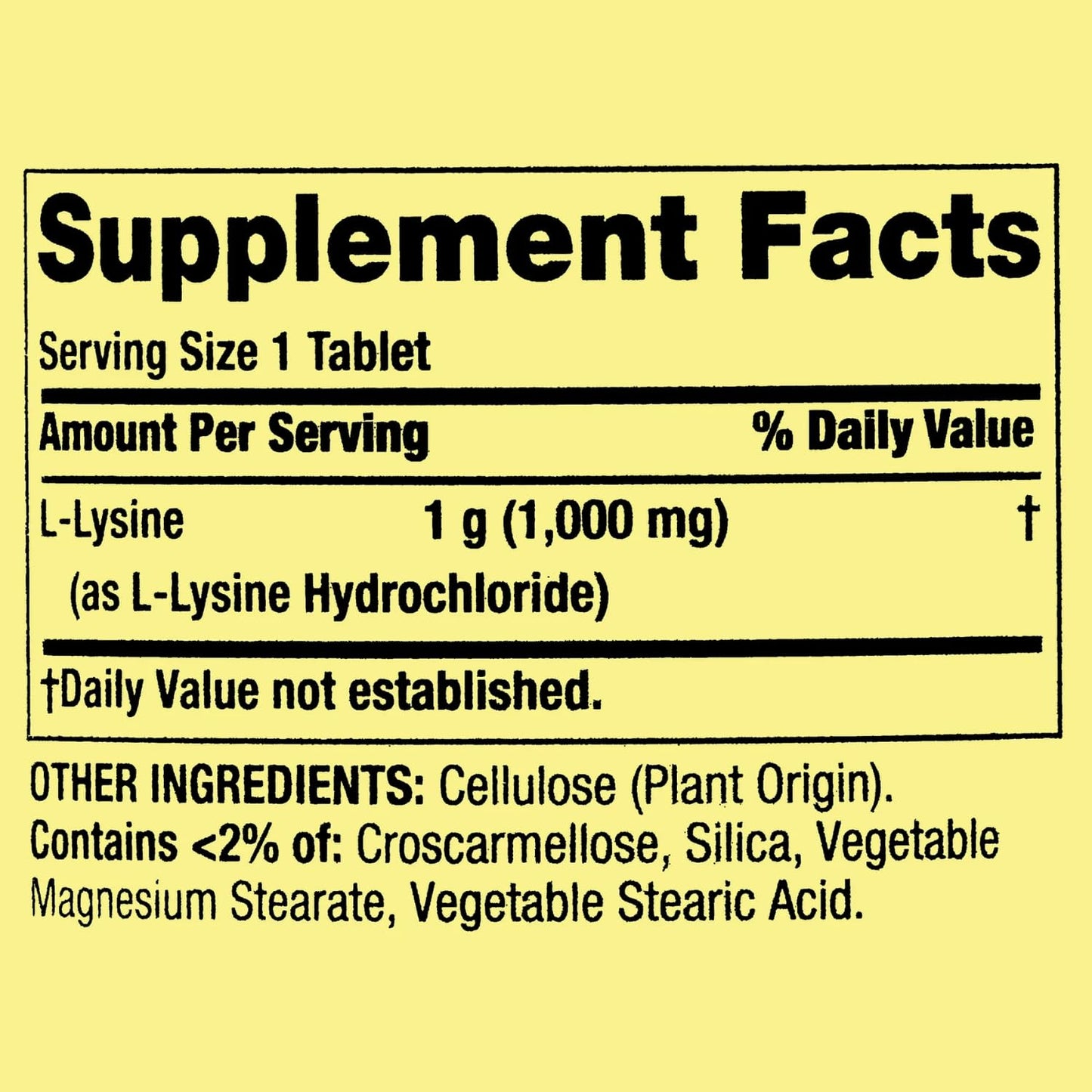 Generic L-Lysine 1000mg Amino Acid Lysine Supplement Tablet, 100 Tablets