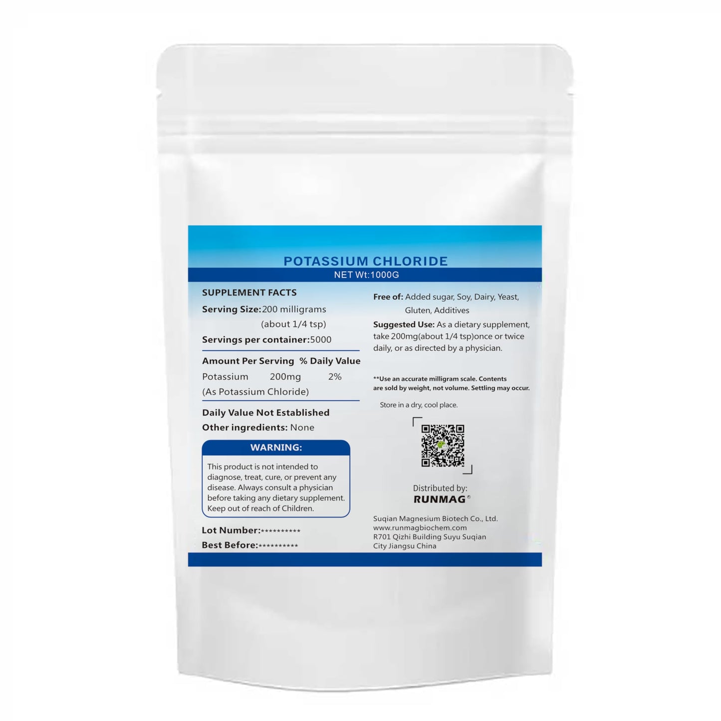 RUNMAG Potassium Chloride Salt Substitute Powder 1kg