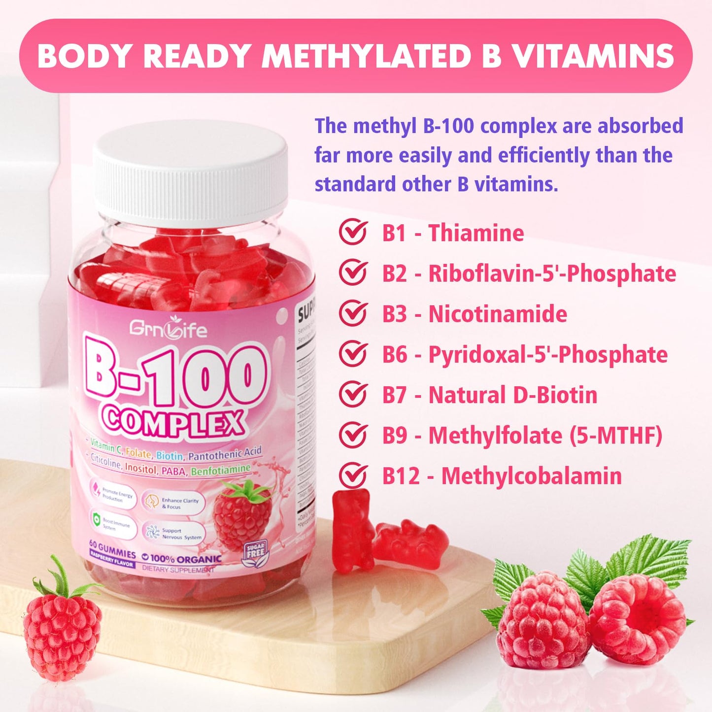 GrnLife Vitamin B Complex Gummies 60 Count