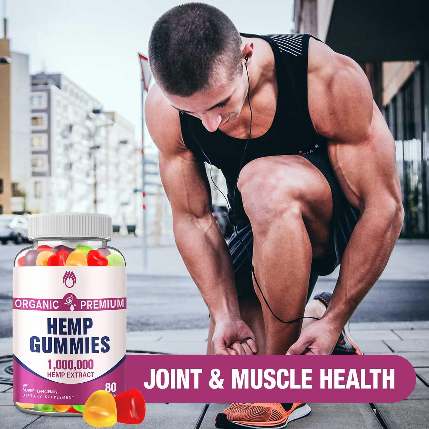 MSLOTAL Hemp Seed Gummies with Hemp Extract, Omega-3-6-9, Vegan, Non-GMO, 80 Gummies