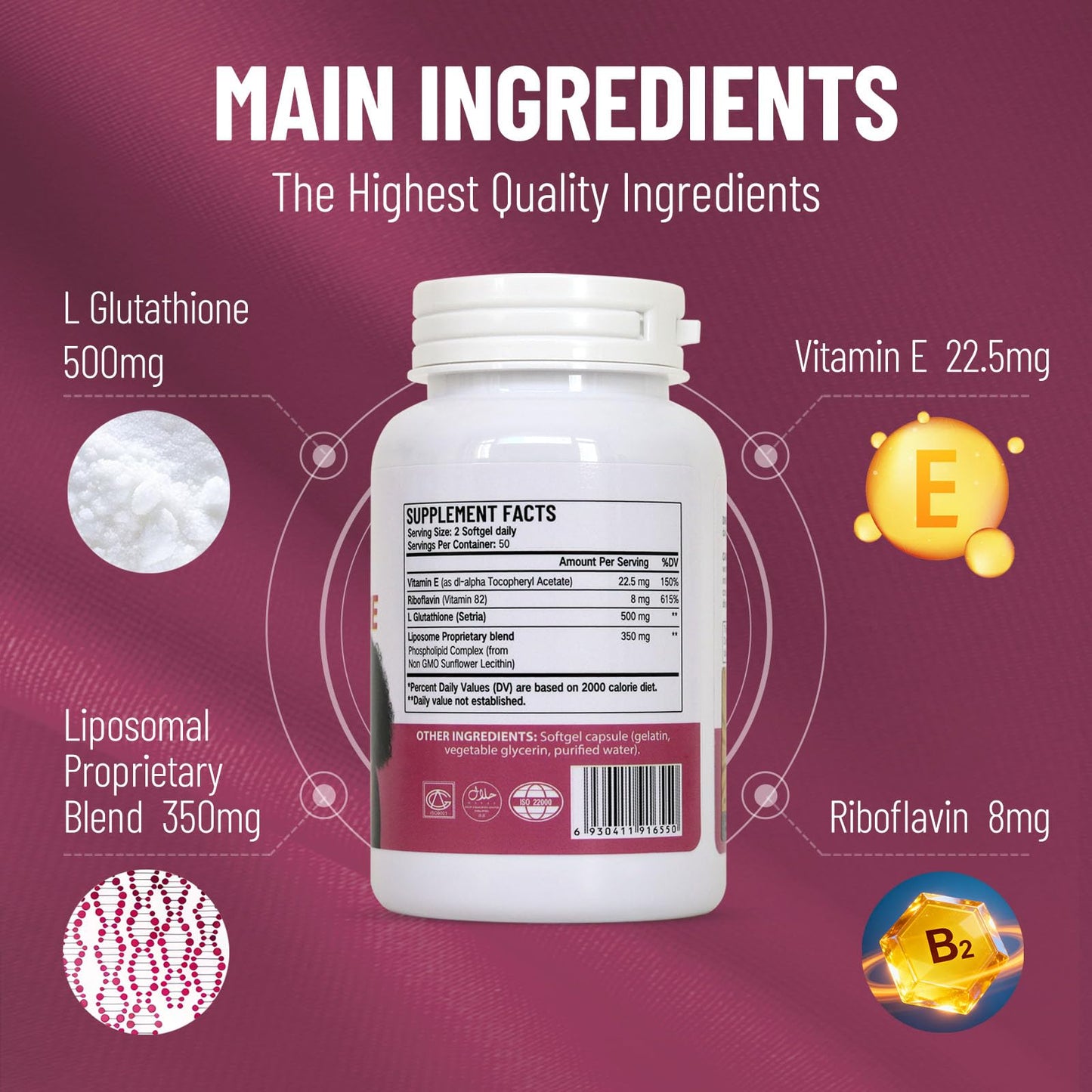 Wins Town Liposomal Glutathione Softgels 500mg, 100 Softgels