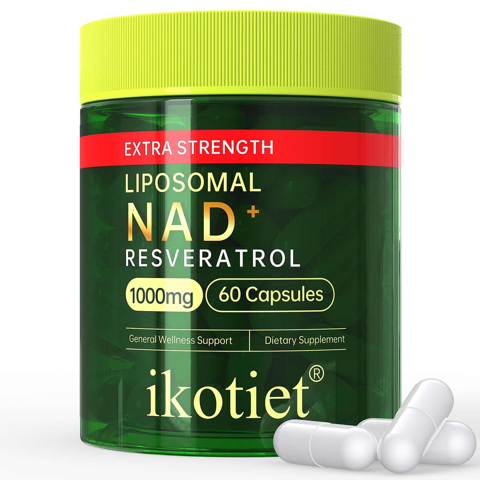 ikotiet Liposomal NAD+ Supplement with Resveratrol 60 Capsules