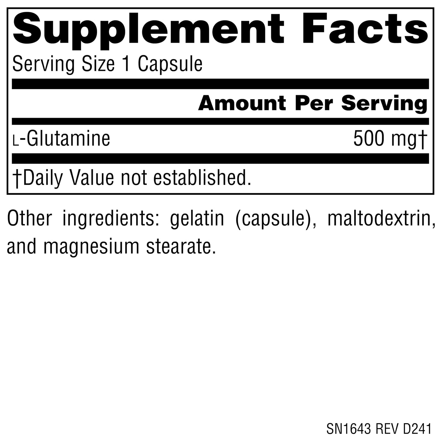 Source Naturals L-Glutamine Free Form Amino Acid that Supports Metabolic Energy 500mg Capsule, 50 Capsules