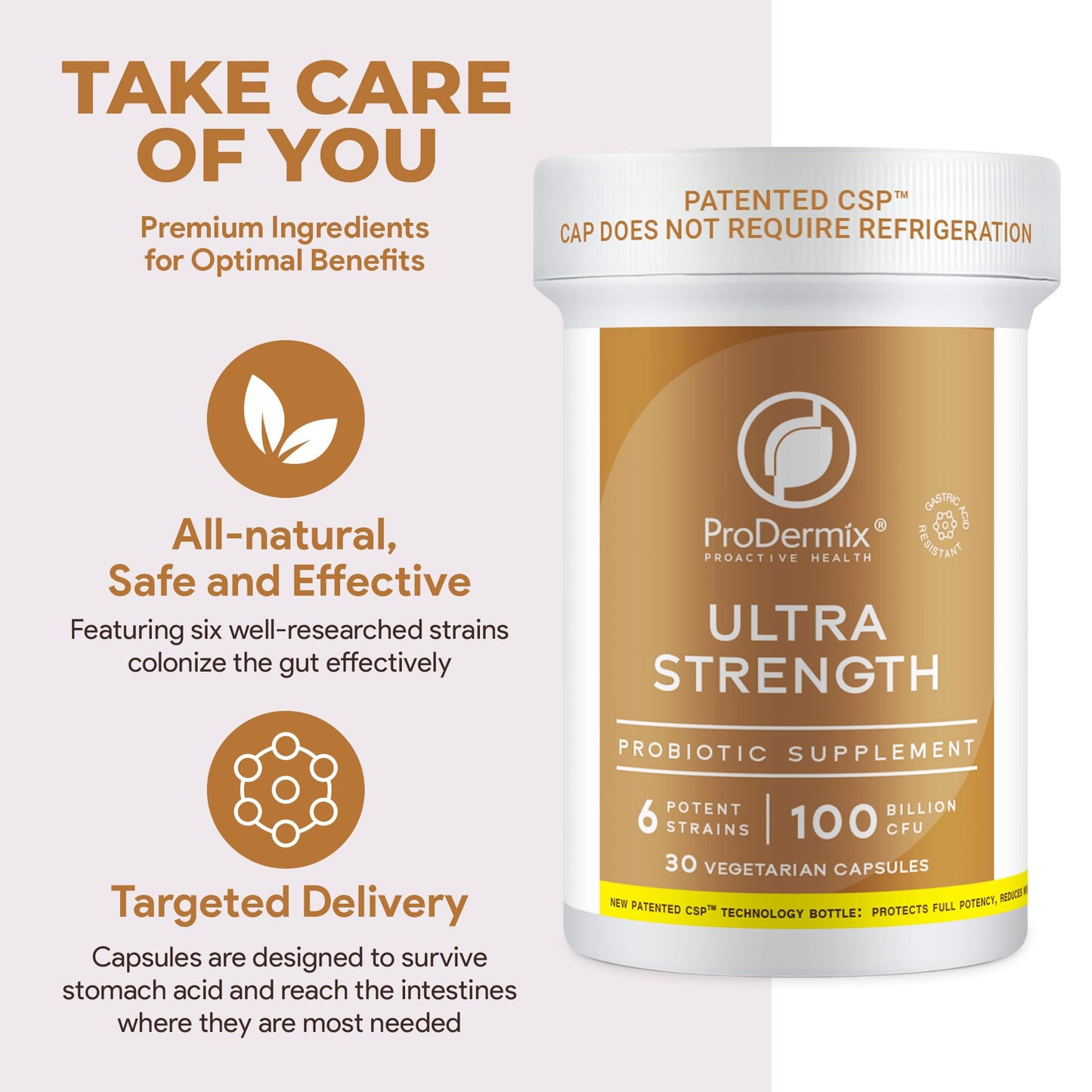 PRODERMIX Ultra Strength Probiotic for Men and Women Capsule, 30 Count