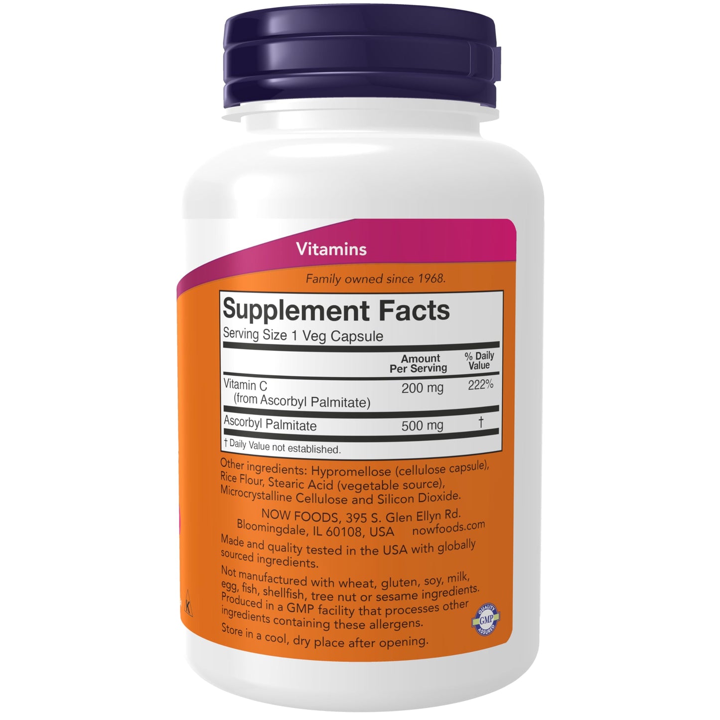 NOW Foods Ascorbyl Palmitate 500 mg Esterified Vitamin C Capsules, 100 Count