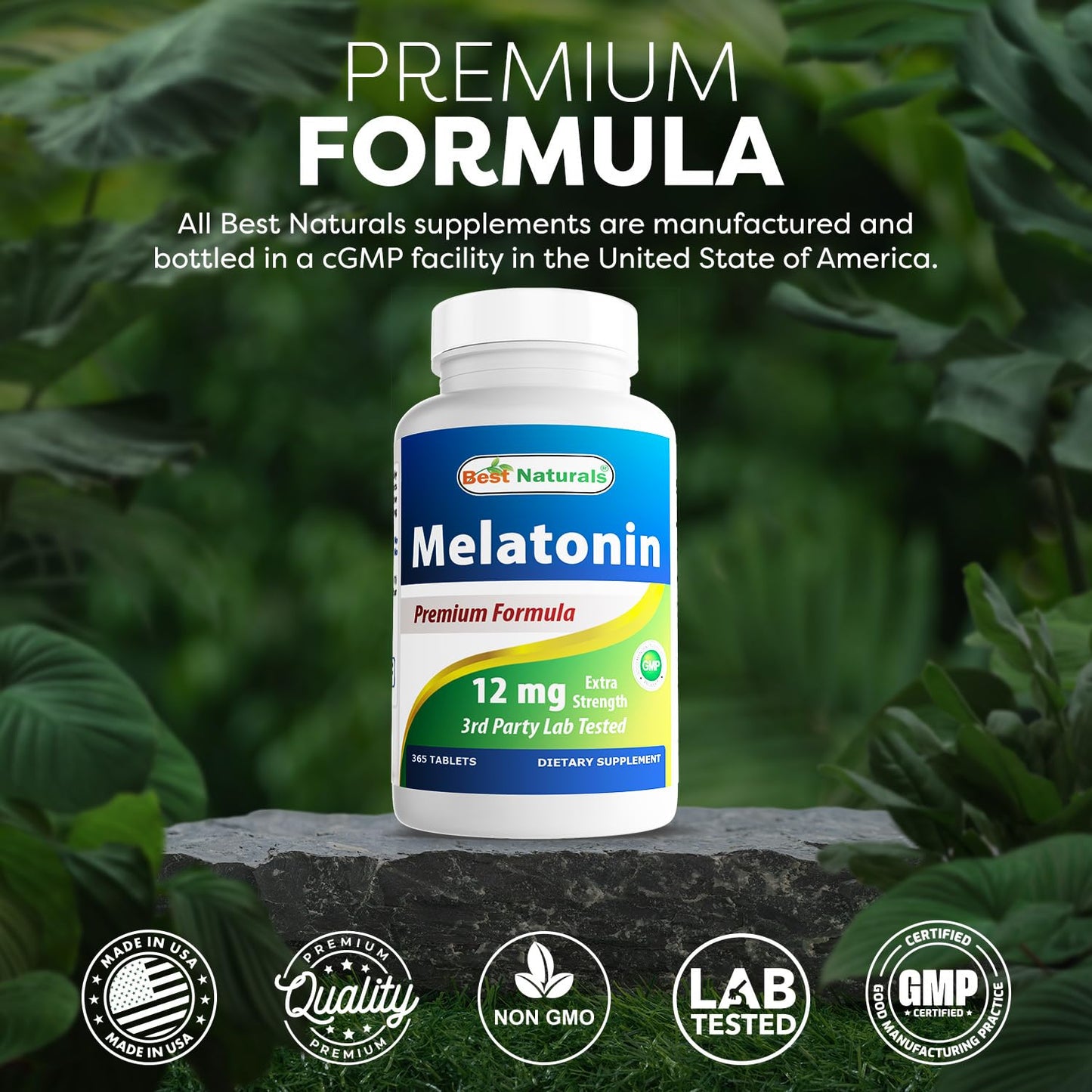 Best Naturals Melatonin 12 mg Tablet, 365 Tablets