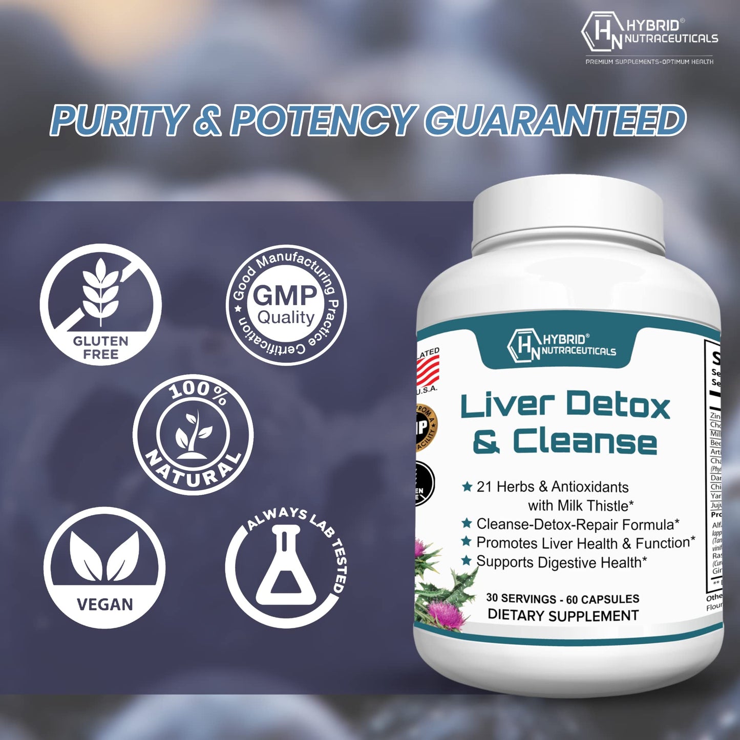 Hybrid Nutraceuticals Liver Cleanse Detox & Repair Caplets, 60 Count