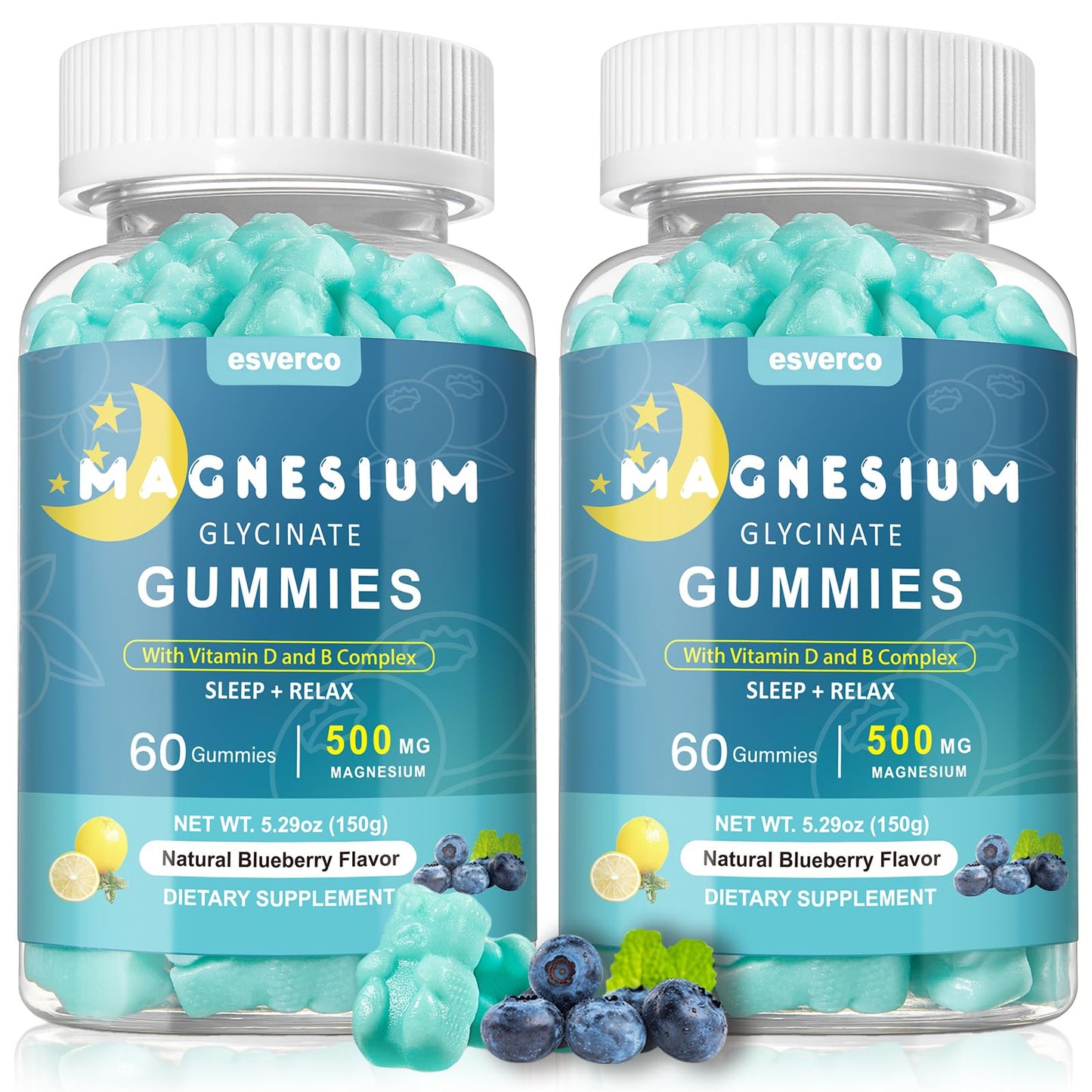 esverco Magnesium Glycinate Gummies 500mg No Melatonin Strawberry Flavor 120 Count