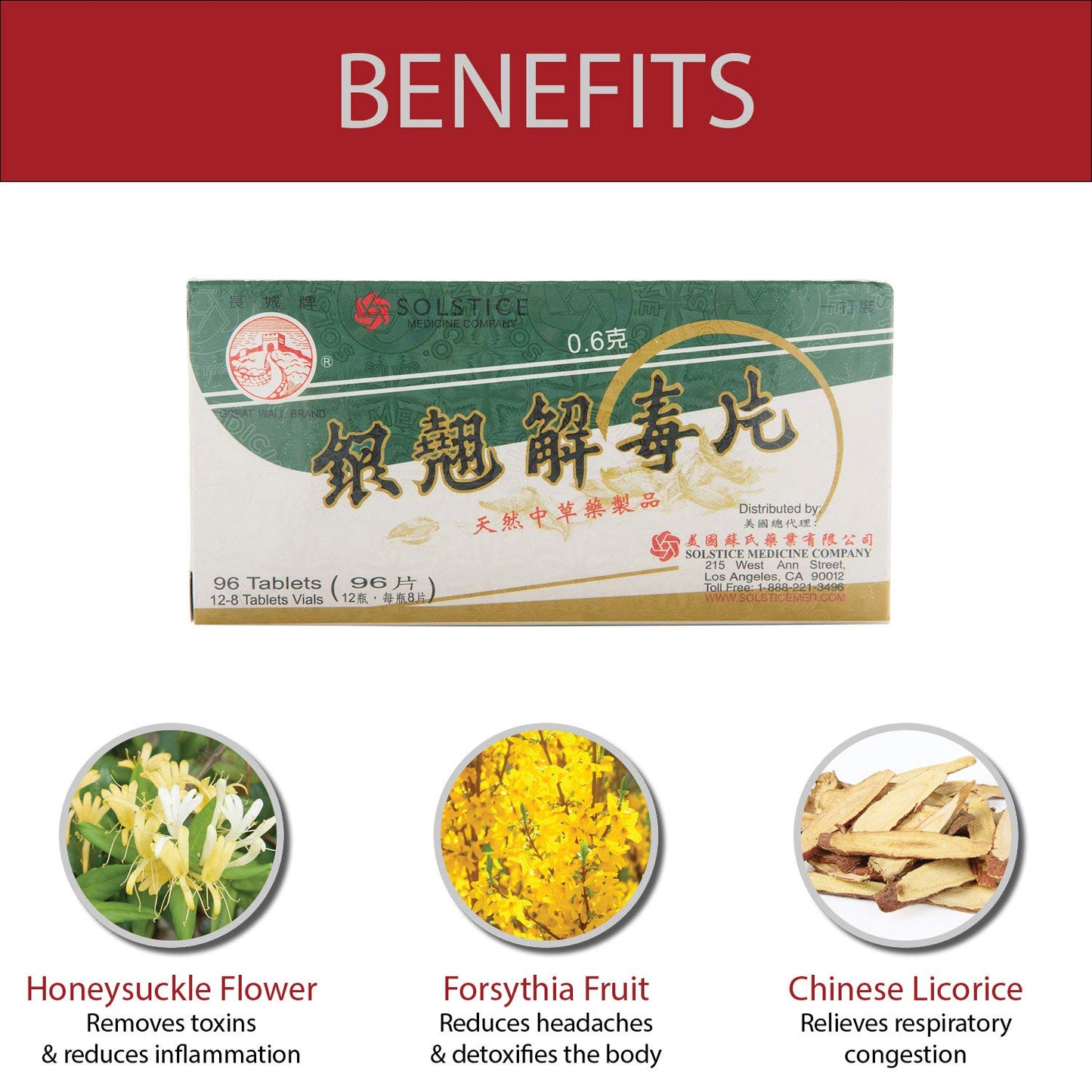 Solstice Medicine Company Yin Chiao Chieh Tu Pien Herbal Supplement for Respiratory Support Tablets, 96 Count