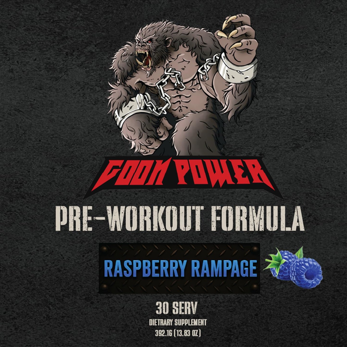 GOON Power Pre-Workout Powder Raspberry Rampage 14.8 oz