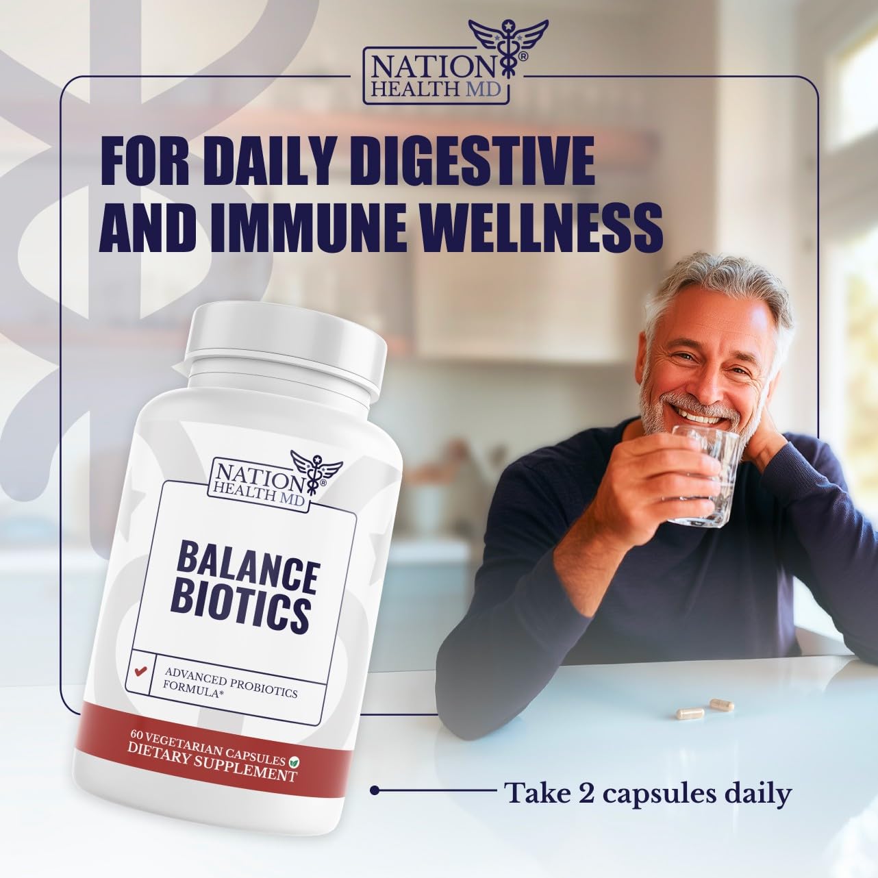 NATION HEALTH MD Balance Biotics Raw Probiotics for Women & Men Capsule, 60 Capsules