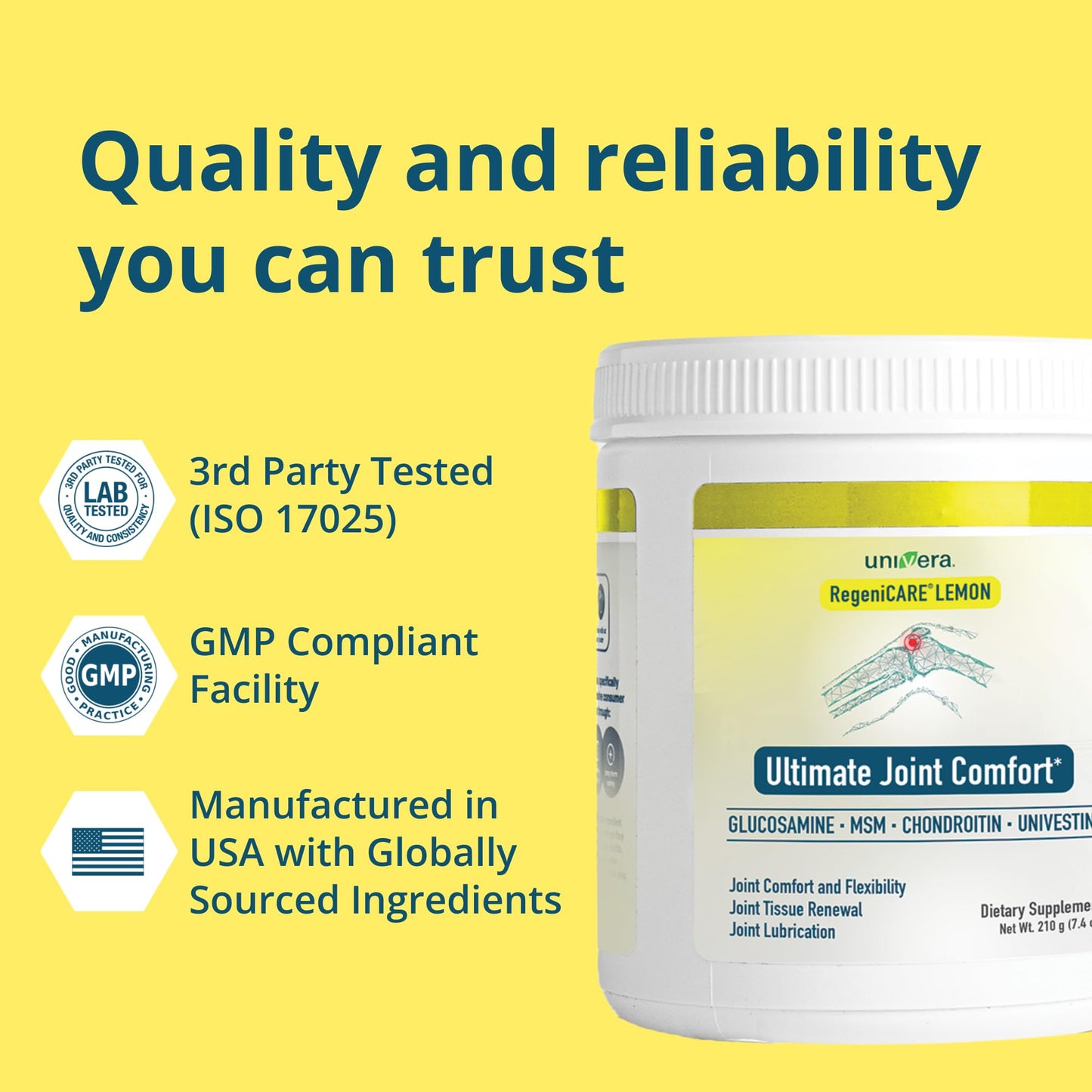 Univera RegeniCARE Glucosamine, Chondroitin, MSM, Univestin Powder 7.4 Ounce