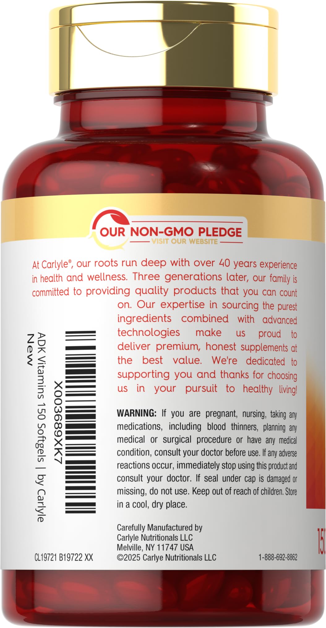 Carlyle Vitamin ADK Supplement Softgels, 150 Count