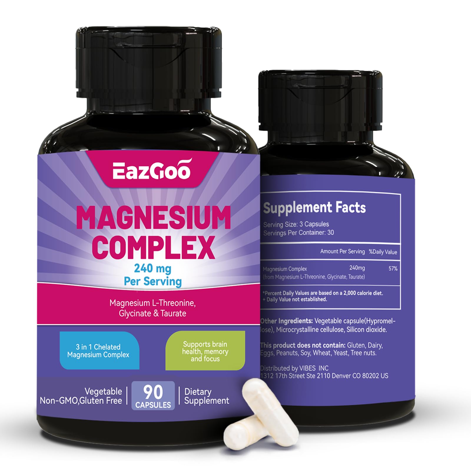 EAZGOO Magnesium Complex Capsule 180 Capsules