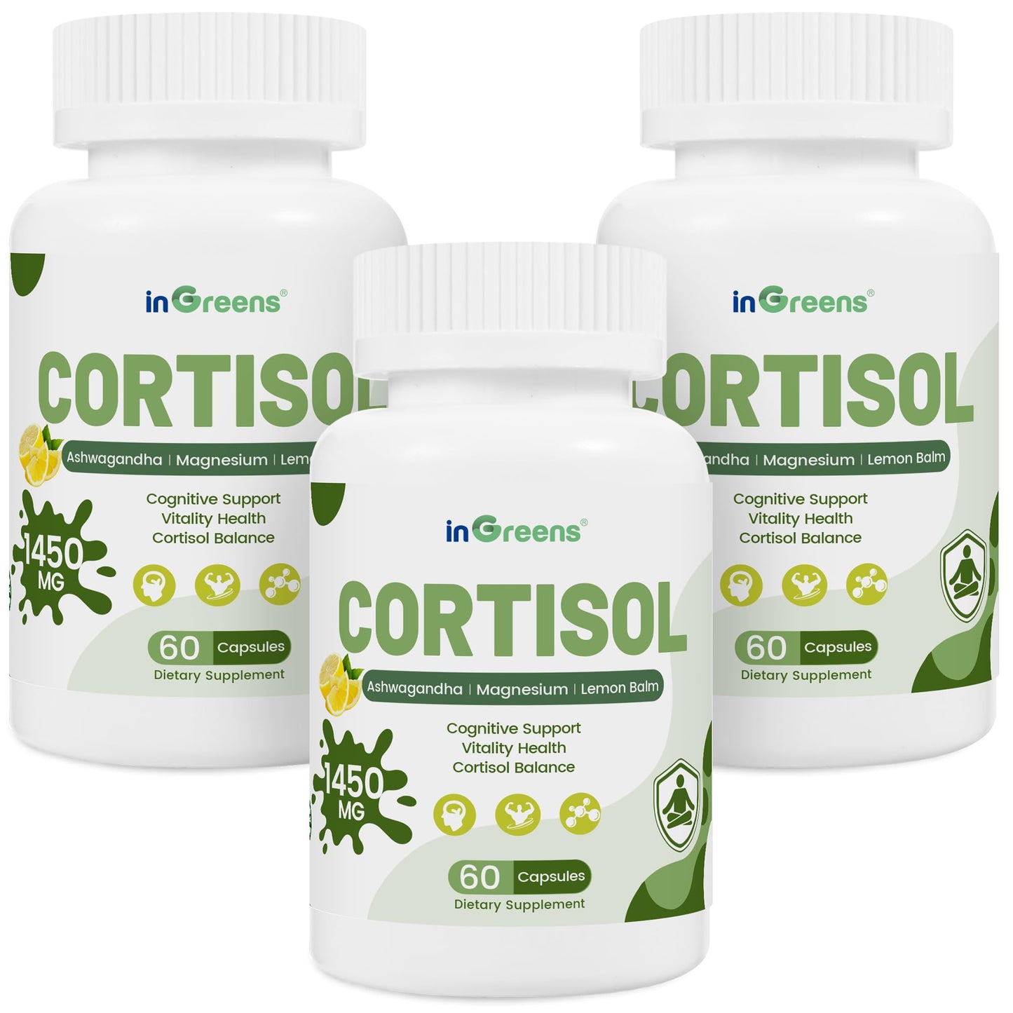 inGreens Cortisol Supplement 15-in-1 Cortisol Manager with Ashwagandha, L-Theanine & Magnesium Capsule, 180 Capsules