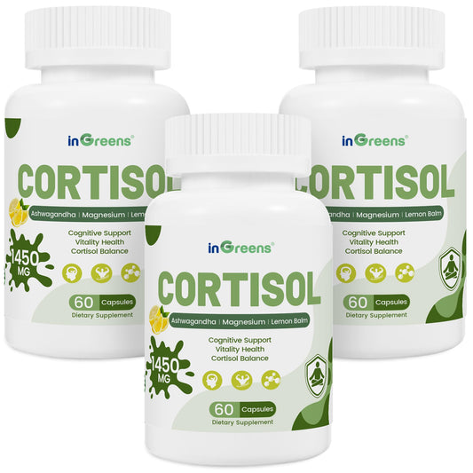 inGreens Cortisol Supplement 15-in-1 Cortisol Manager with Ashwagandha, L-Theanine & Magnesium Capsule, 180 Capsules