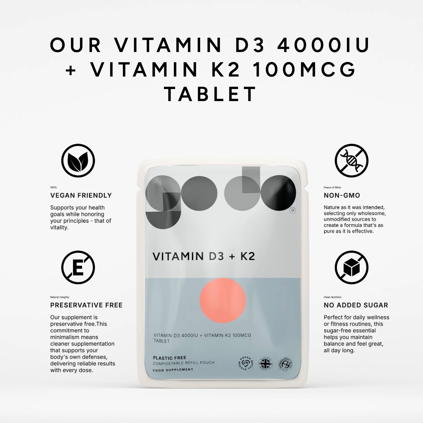 Fitness Health Vitamin D3 and K2 Tablets 120
