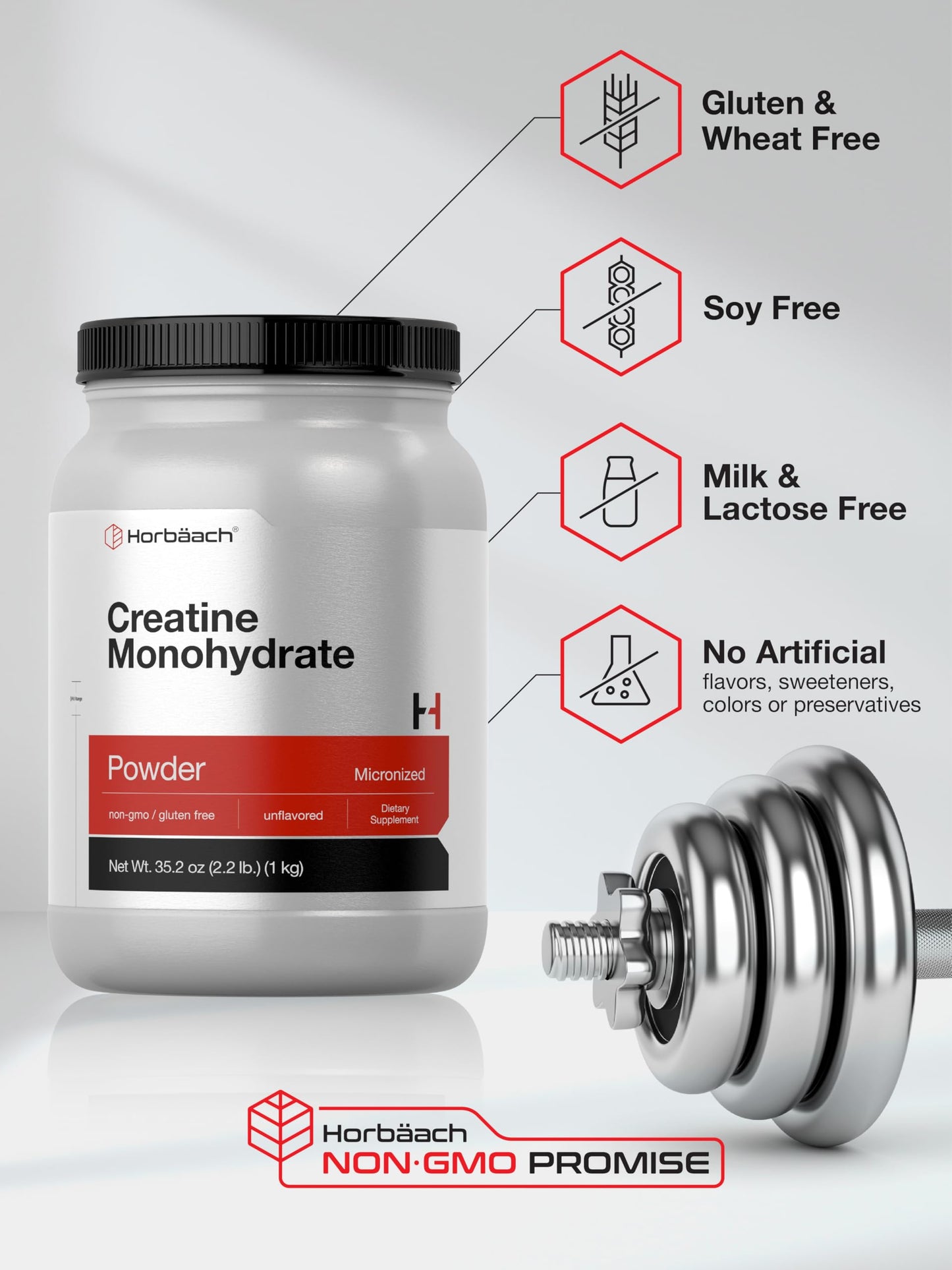 Horbäach Creatine Monohydrate Powder 35.2 oz