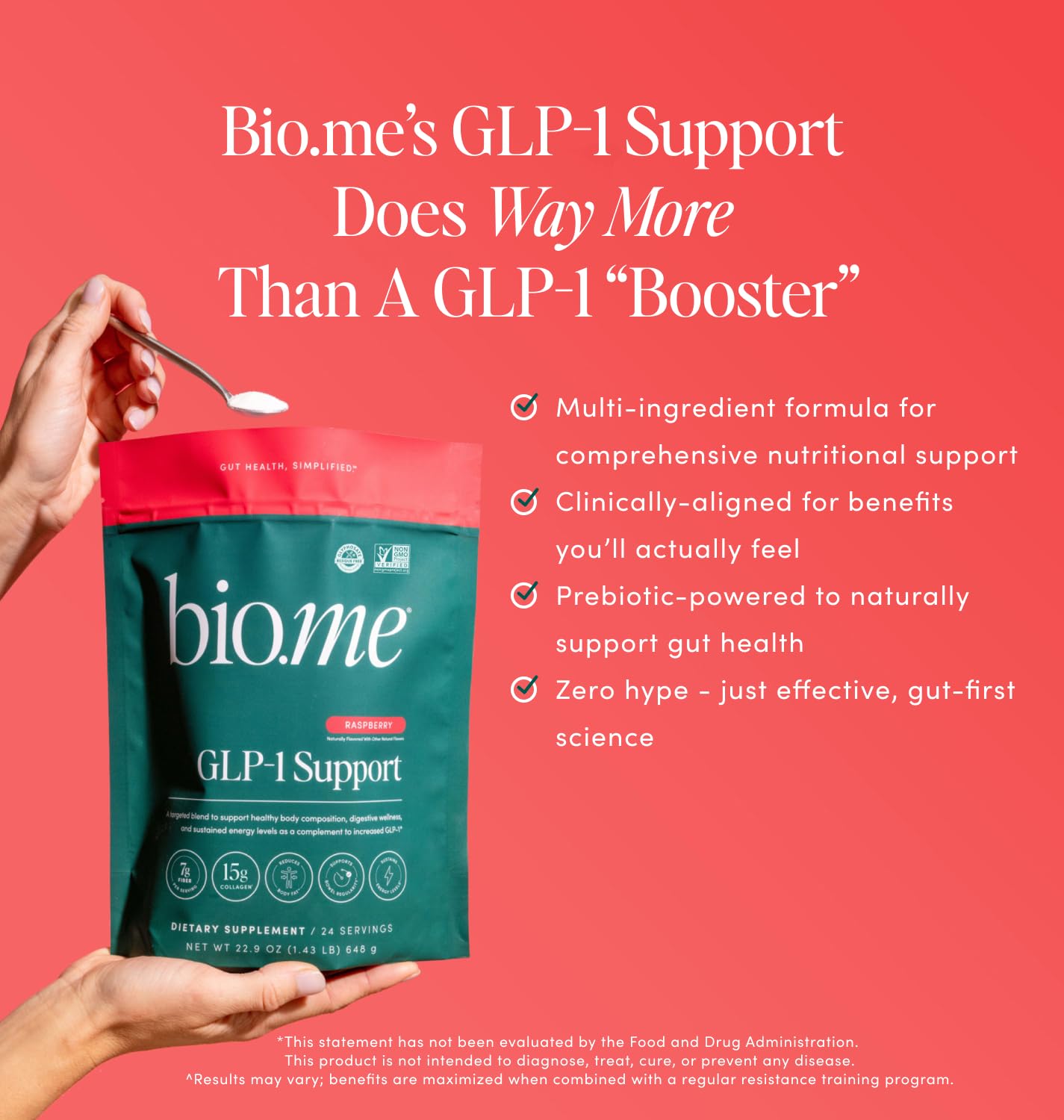 Bio.me GLP-1 Support Powder - 24 Servings (Raspberry)