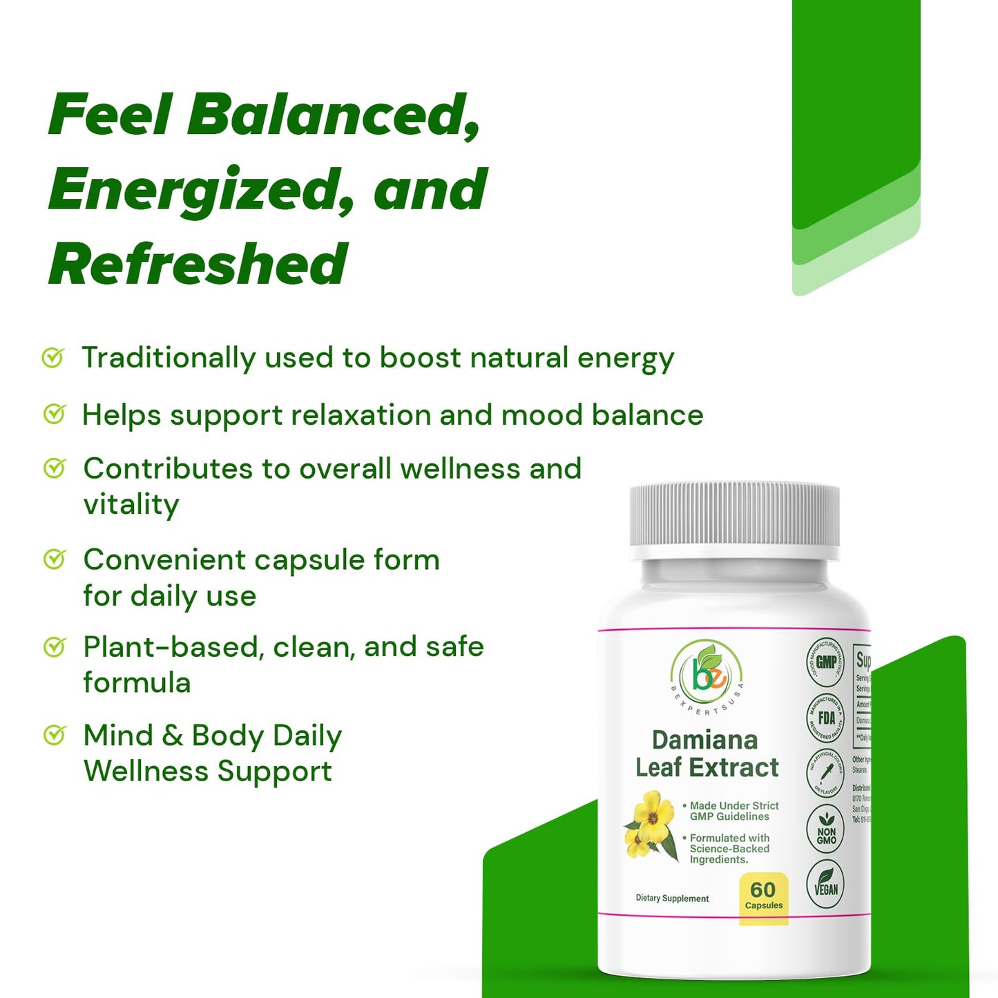 BEXPERTSUSA Damiana Leaf Capsules 60 Count
