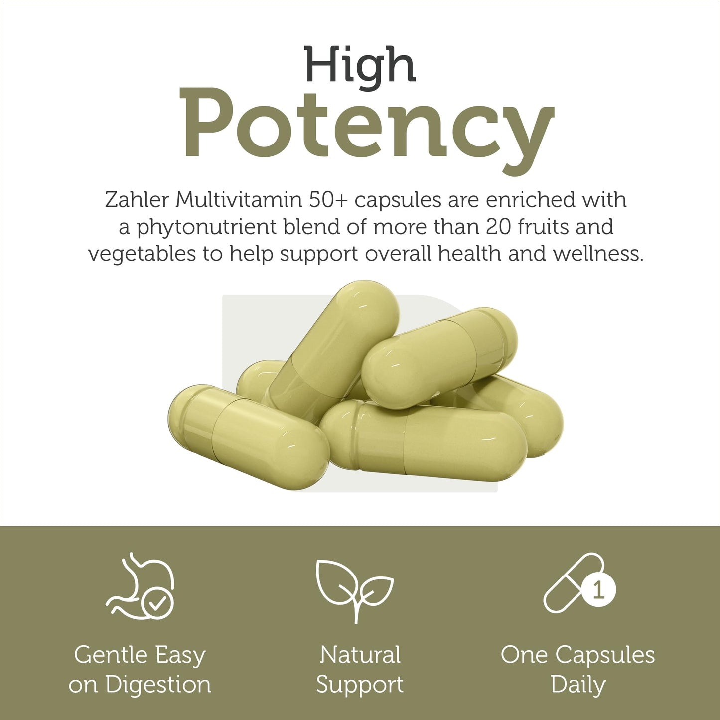Zahler Multivitamin 50+ Iron-Free Formula with Lutein for Eye Health, 60 Capsules