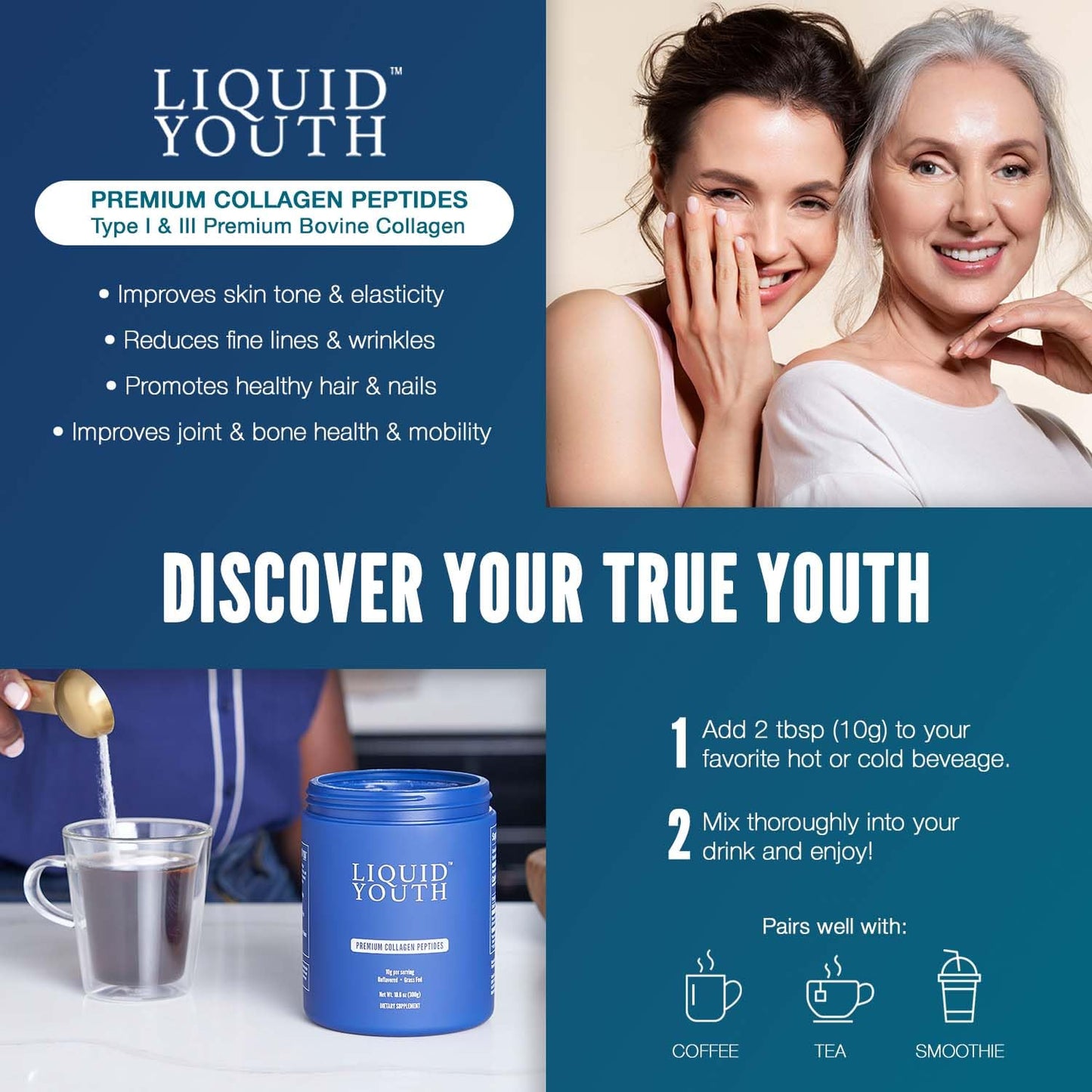 LIQUID YOUTH Collagen Peptides Powder 10.5 oz