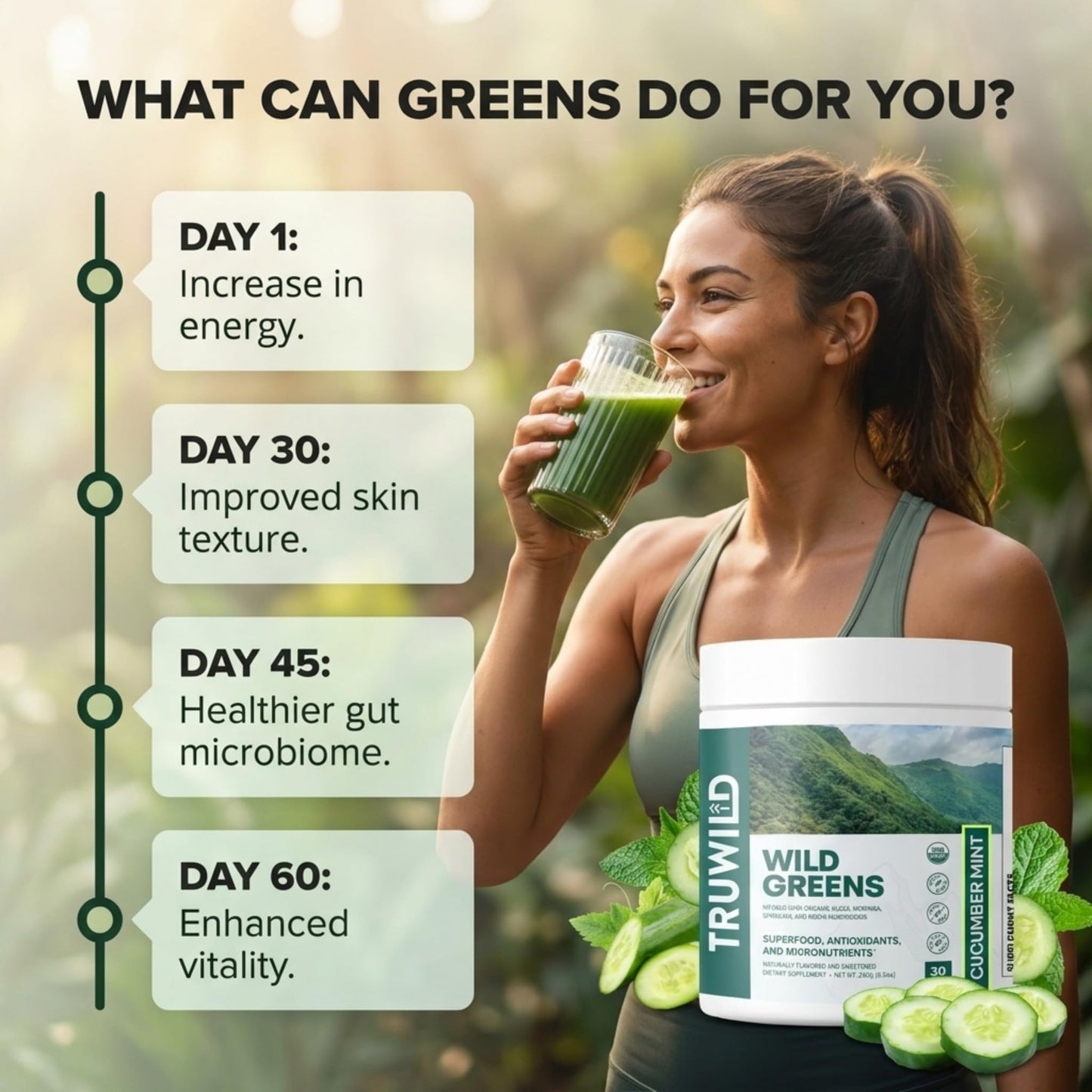 TruWild Greens Superfood Cucumber Powder 5.65 Ounce
